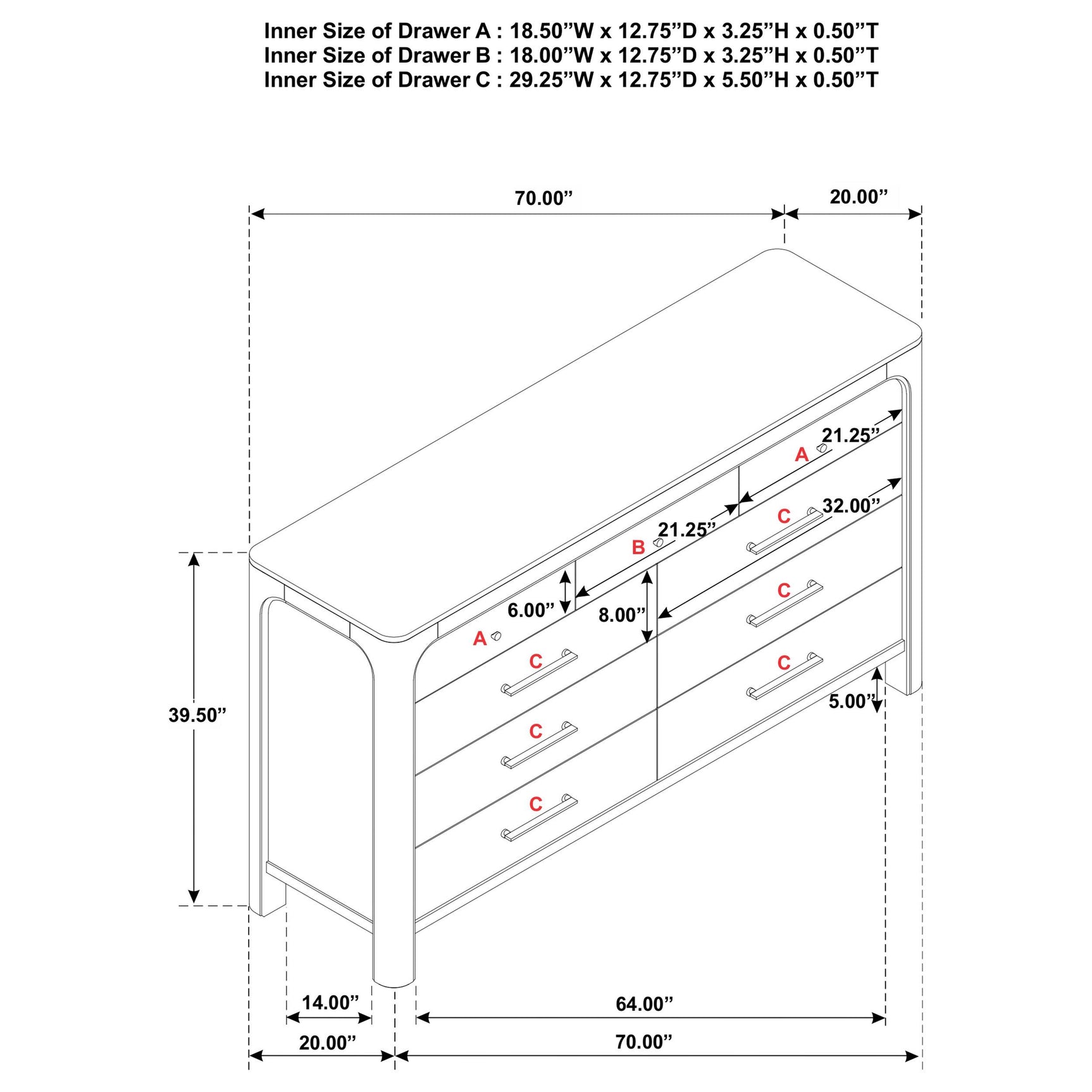 Jewelry tray inside top drawer of dresser