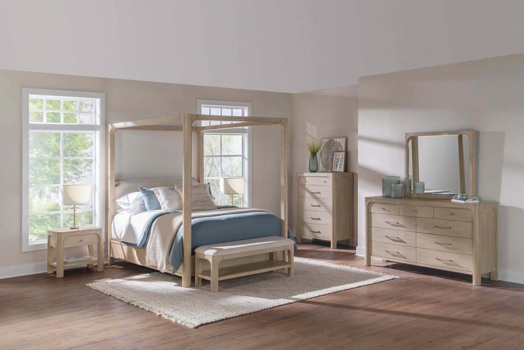 Solano dresser mirror angled view highlighting frame texture