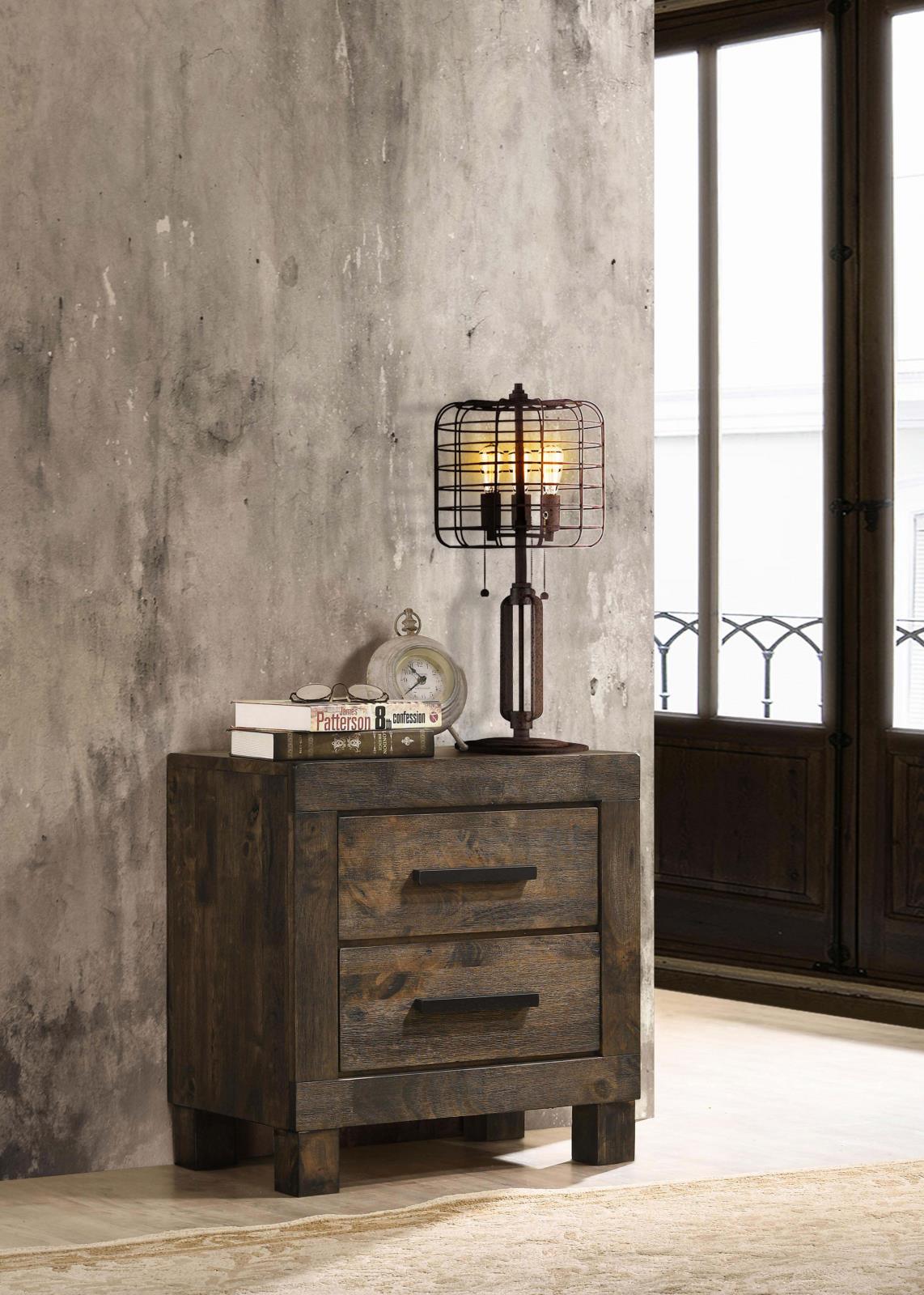 Woodmont 2-Drawer Nightstand Rustic Golden Brown - Ella Furniture