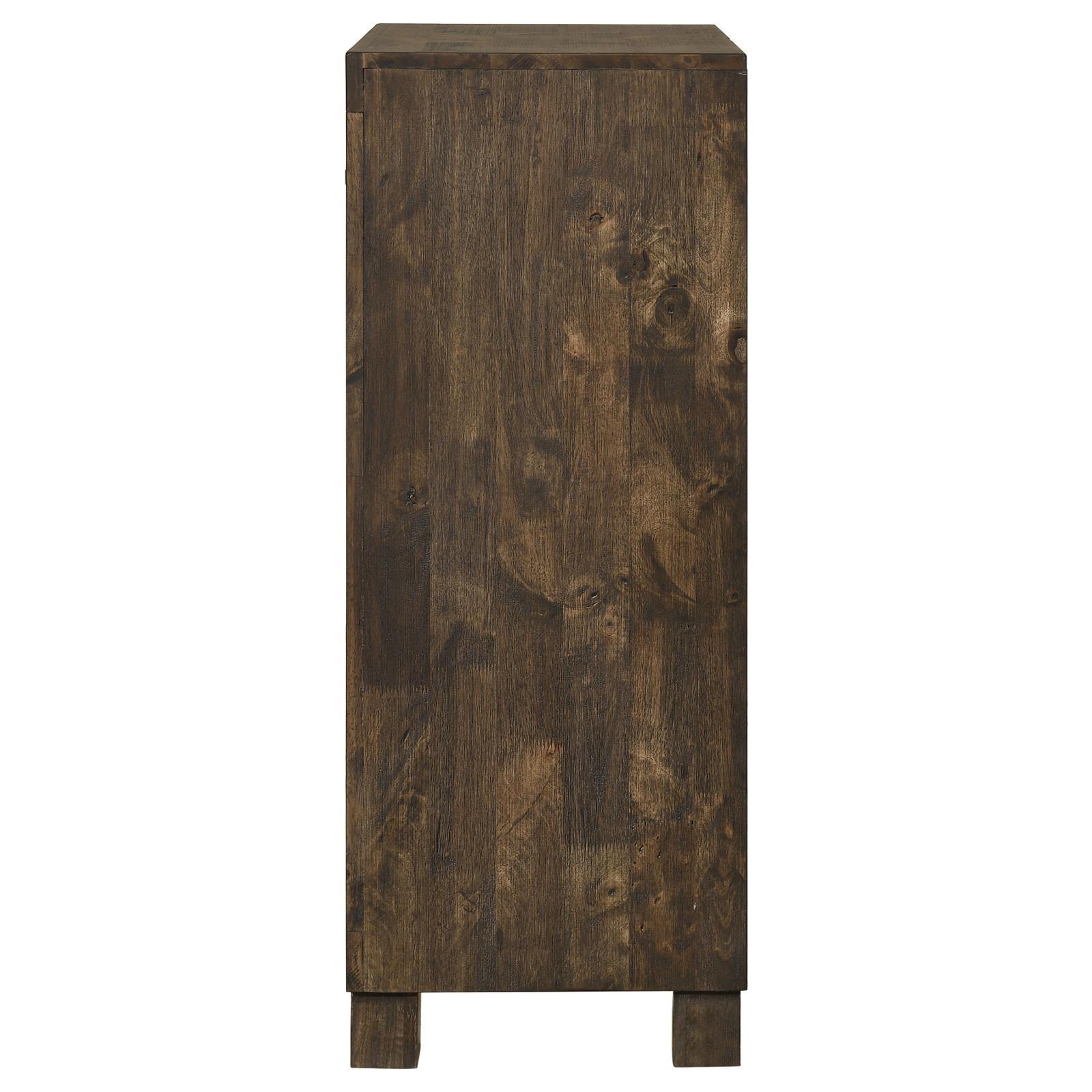 Woodmont 5-drawer chest rustic golden brown drawer detail