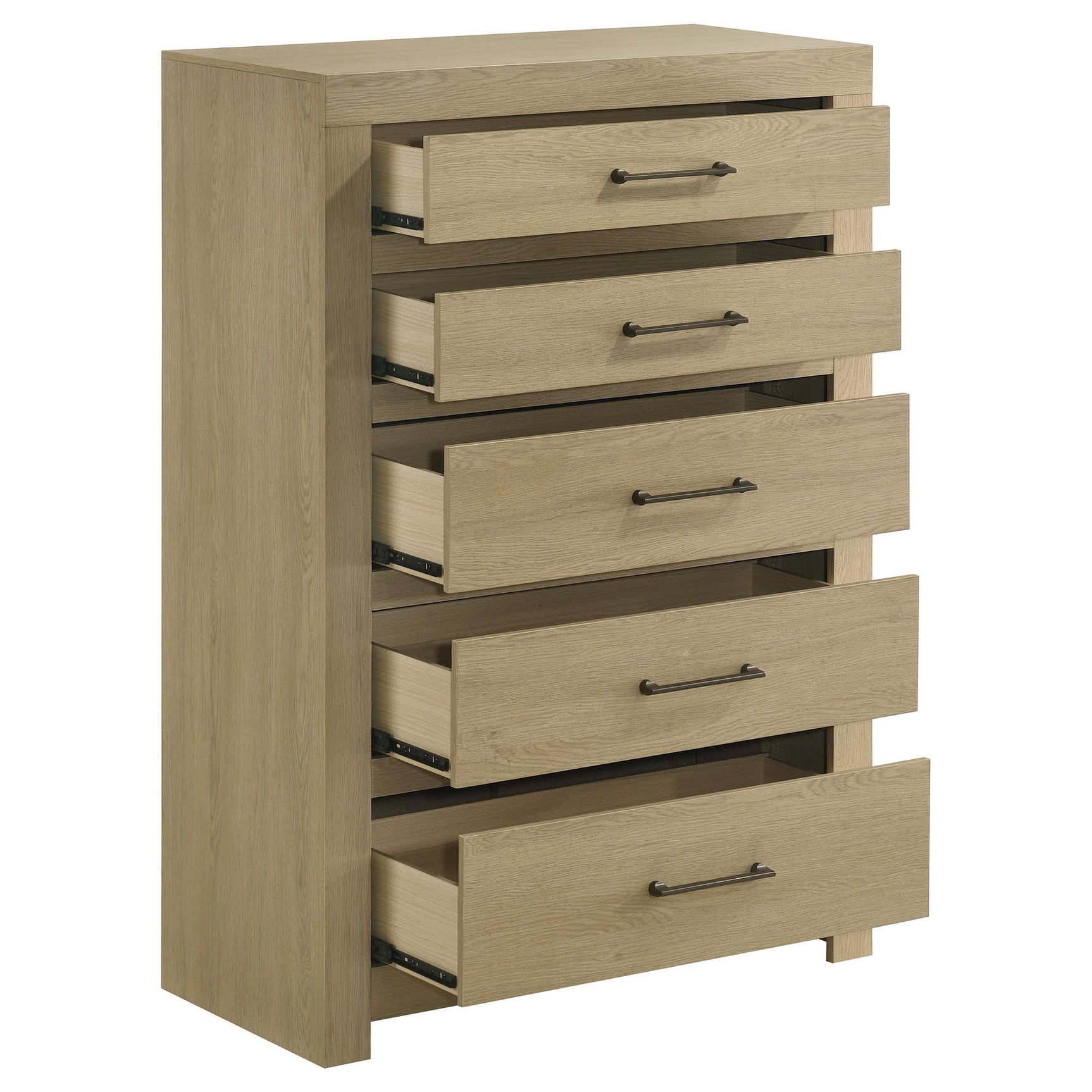 Drawer partly open showing smooth glide system