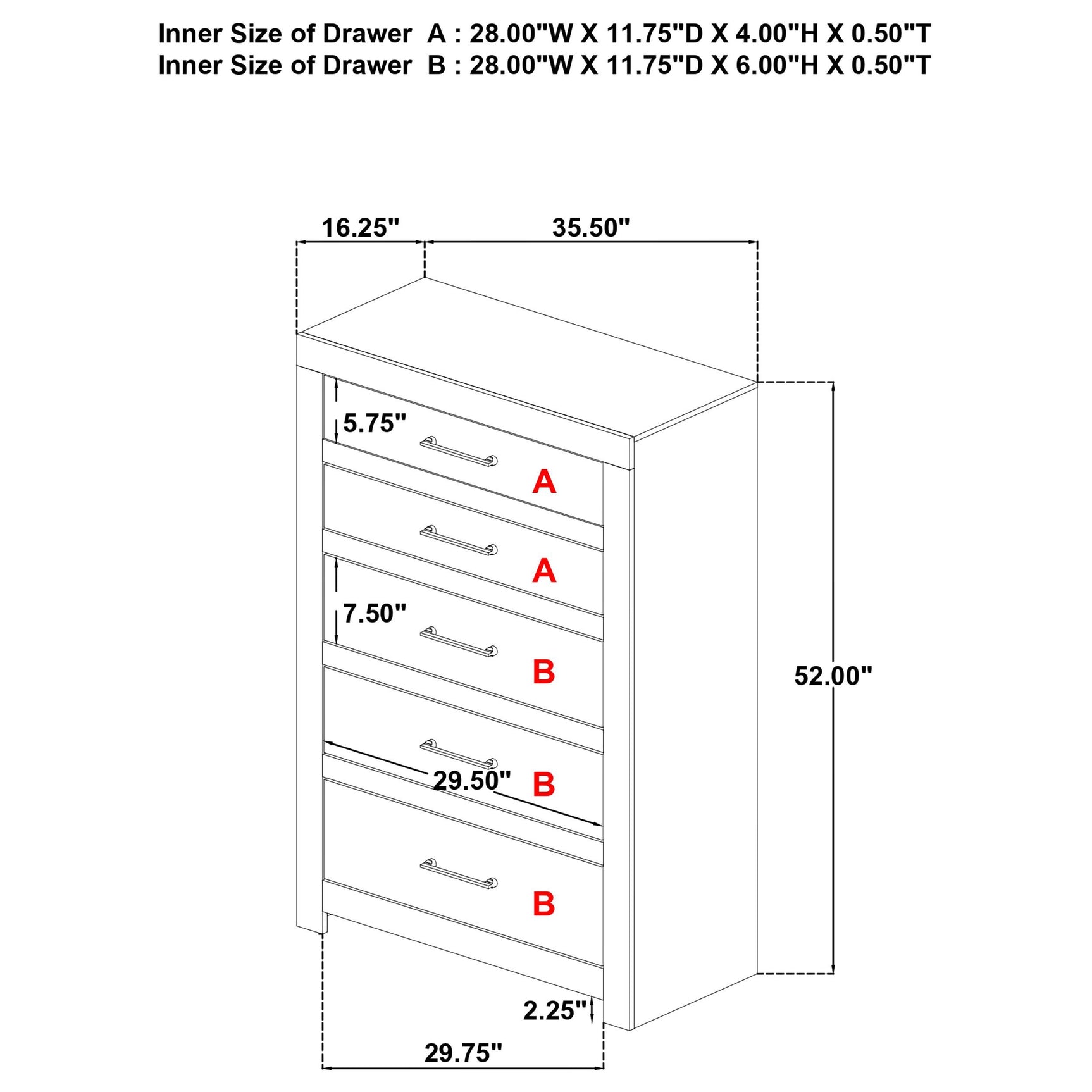 Top surface and front drawer view of Hendricks chest