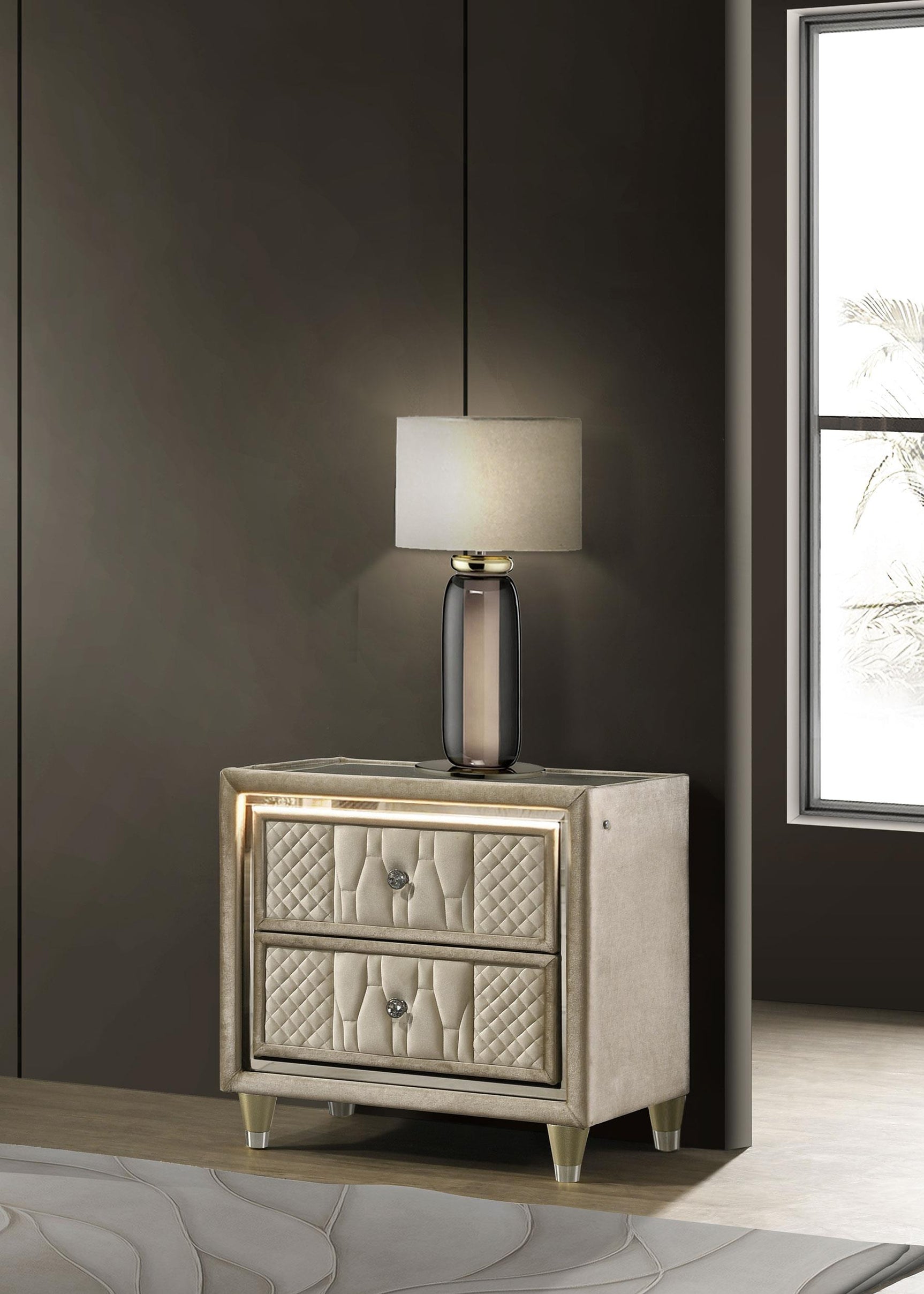 Lorient nightstand LED lighting detail side view