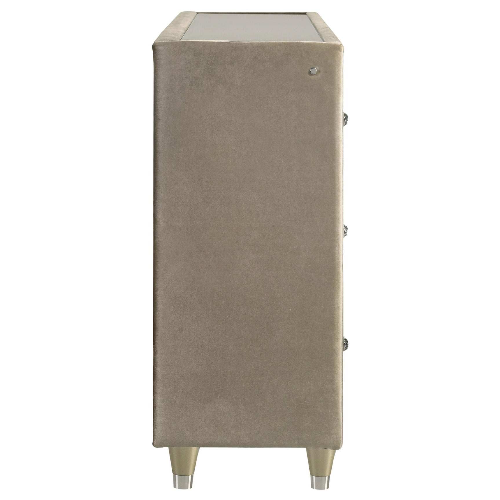 Lorient Ivory and Camel Velvet 8-drawer Flame Box Dresser with LED lights