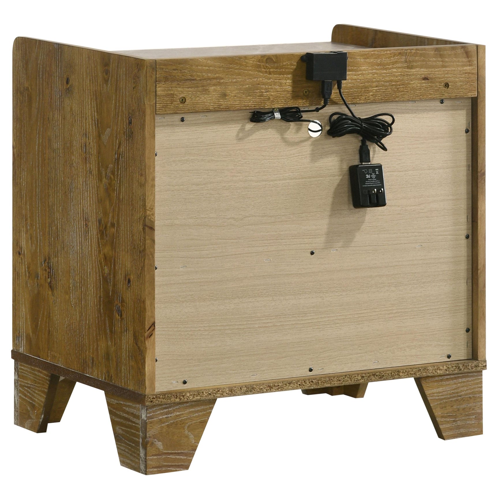 Henderson medium oak nightstand with LED lighting and one drawer