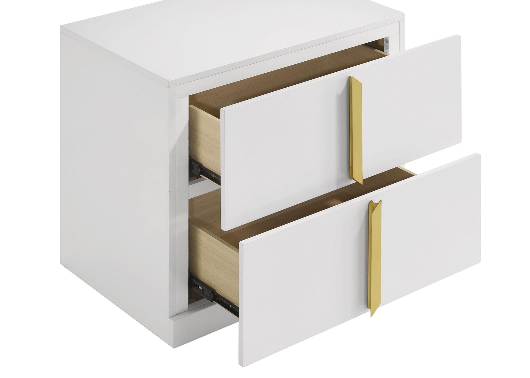 Ines nightstand placed beside bed in modern bedroom