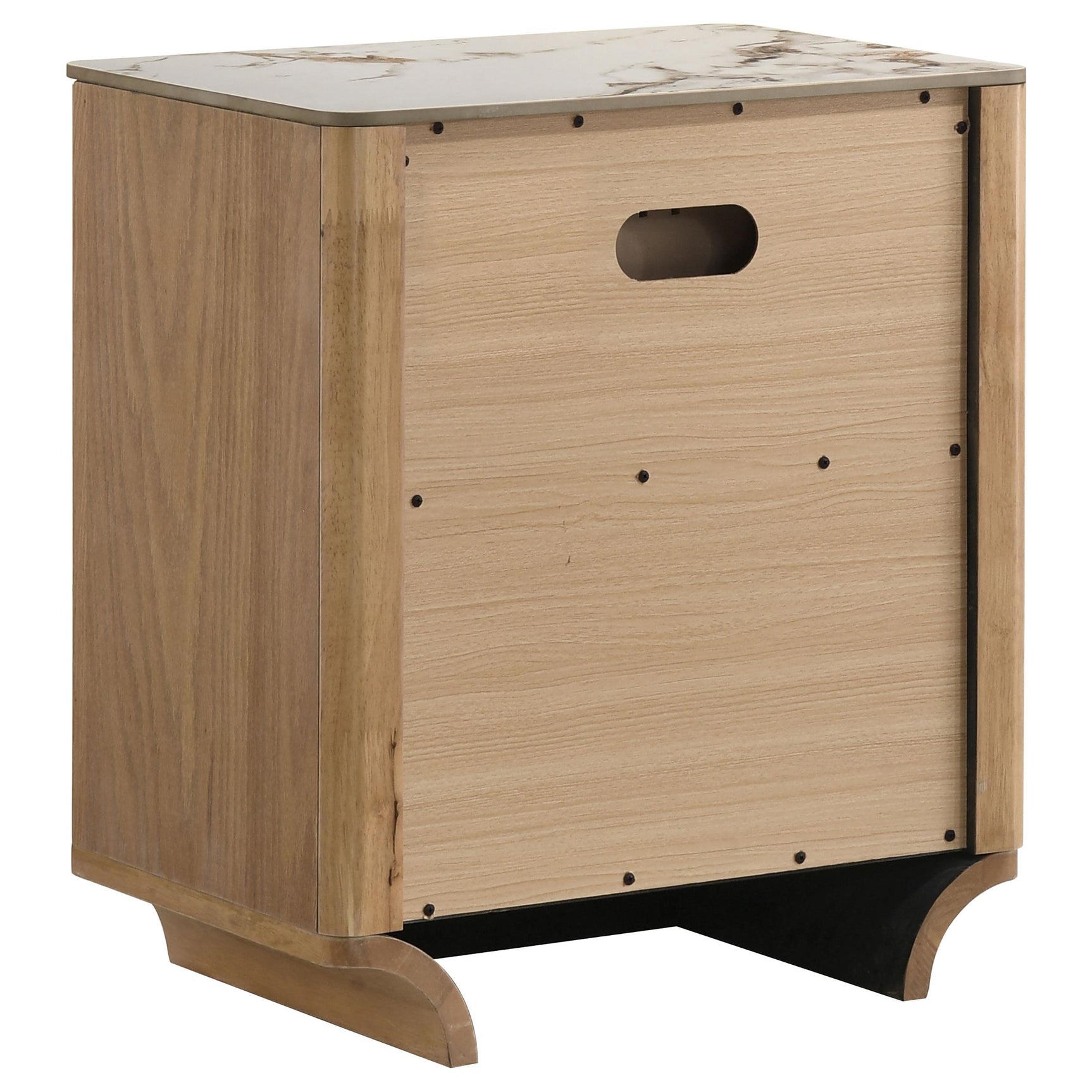 Leanne nightstand with two drawers and light oak finish