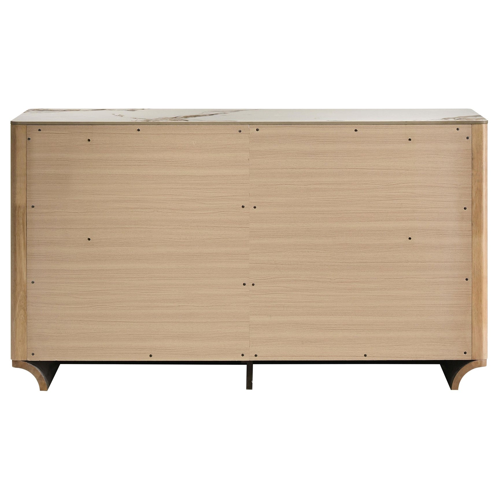 Leanne dresser showing light oak finish and solid wood accents