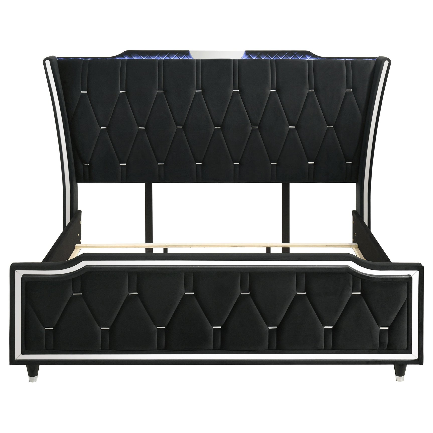 LED light crown detail on headboard wings