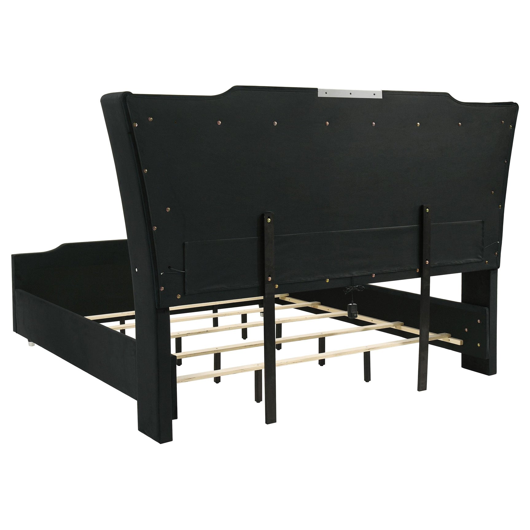 Lorient Eastern King bed in black velvet with LED lighting