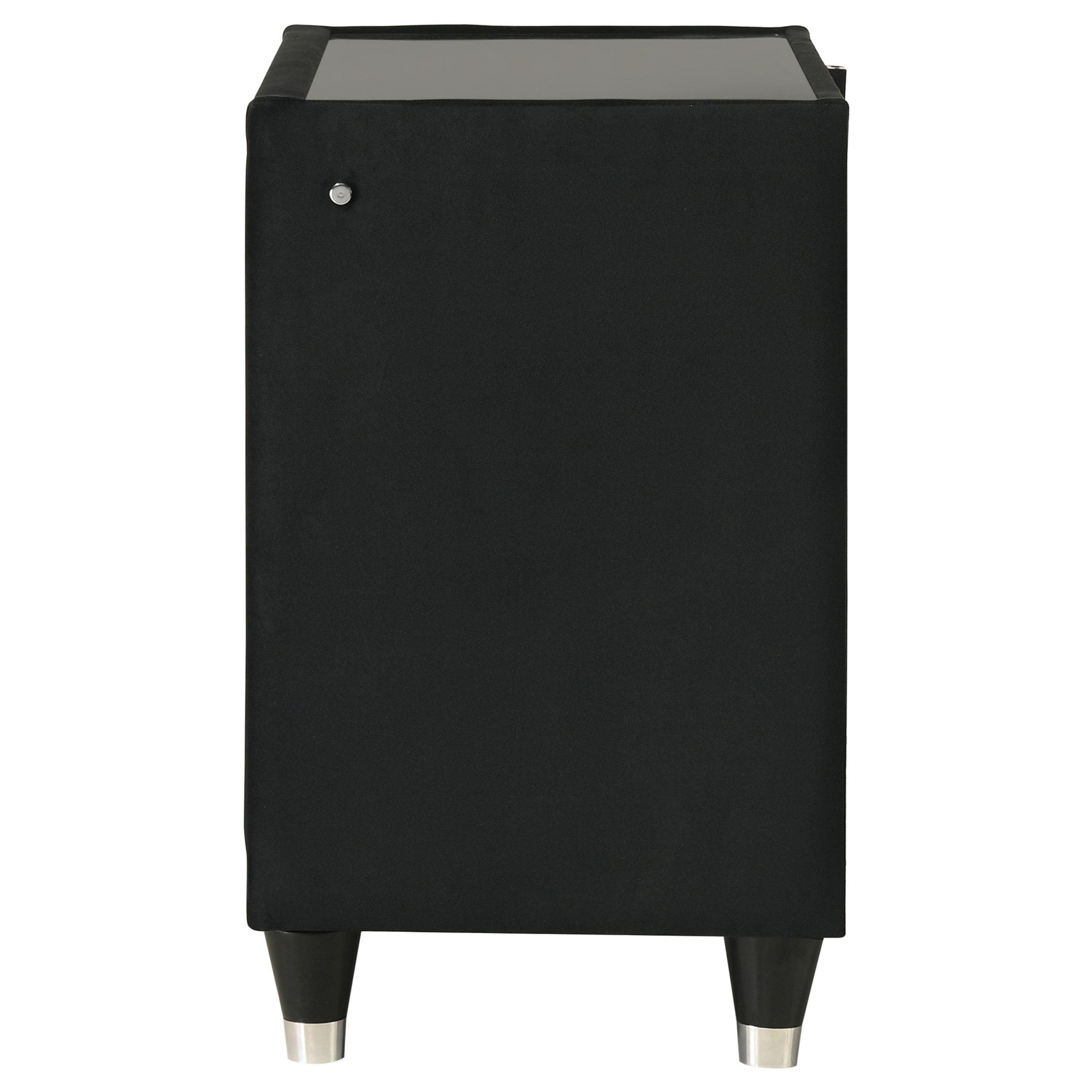 Nightstand drawer open showing felt lining