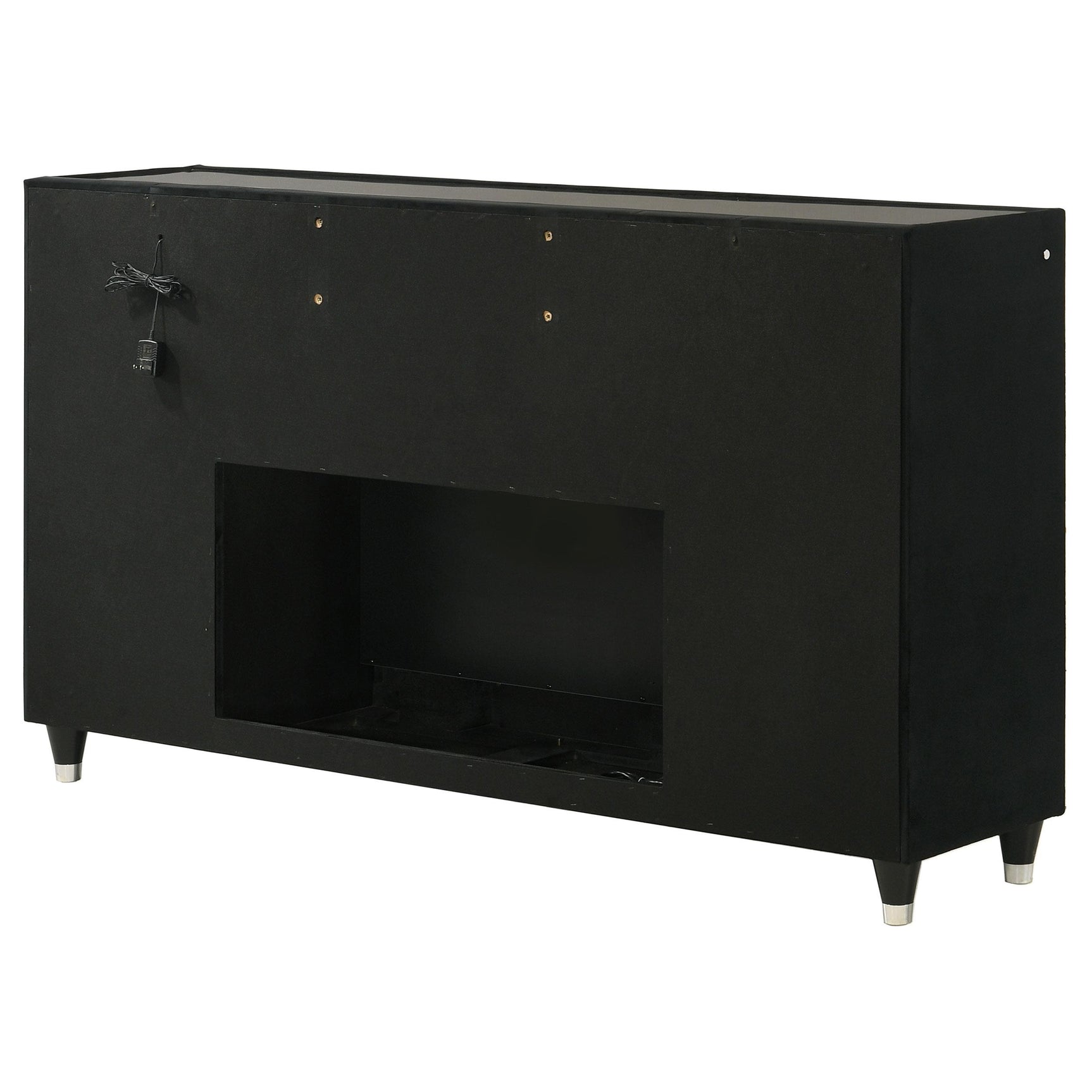 Back view of dresser showing power cord