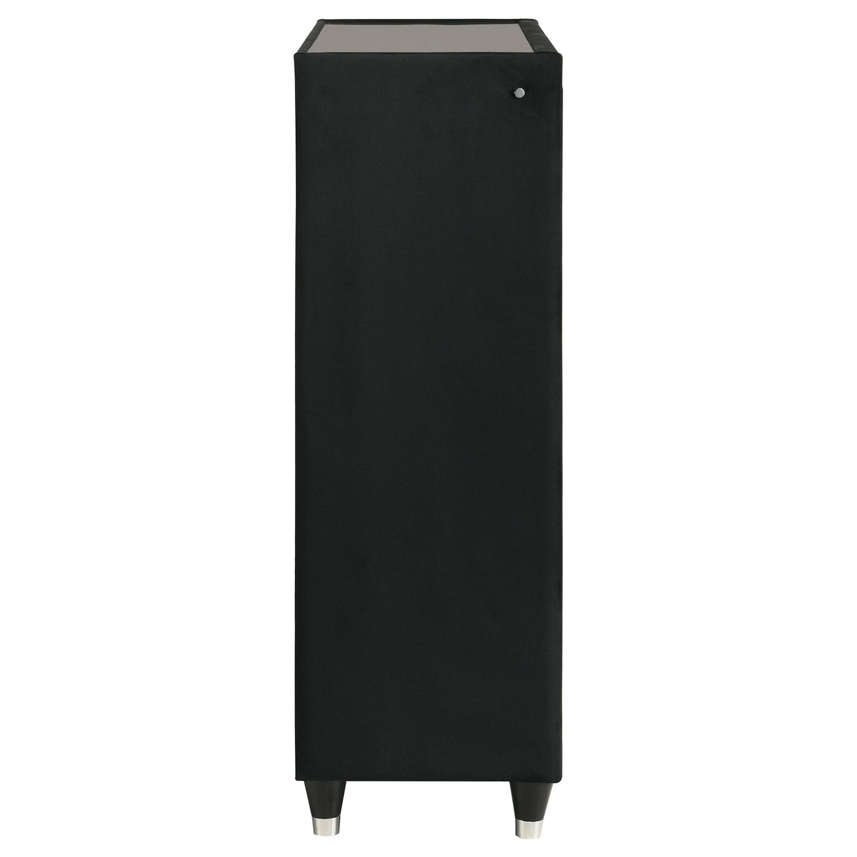 Lorient black velvet chest of drawers with five drawers and LED lighting