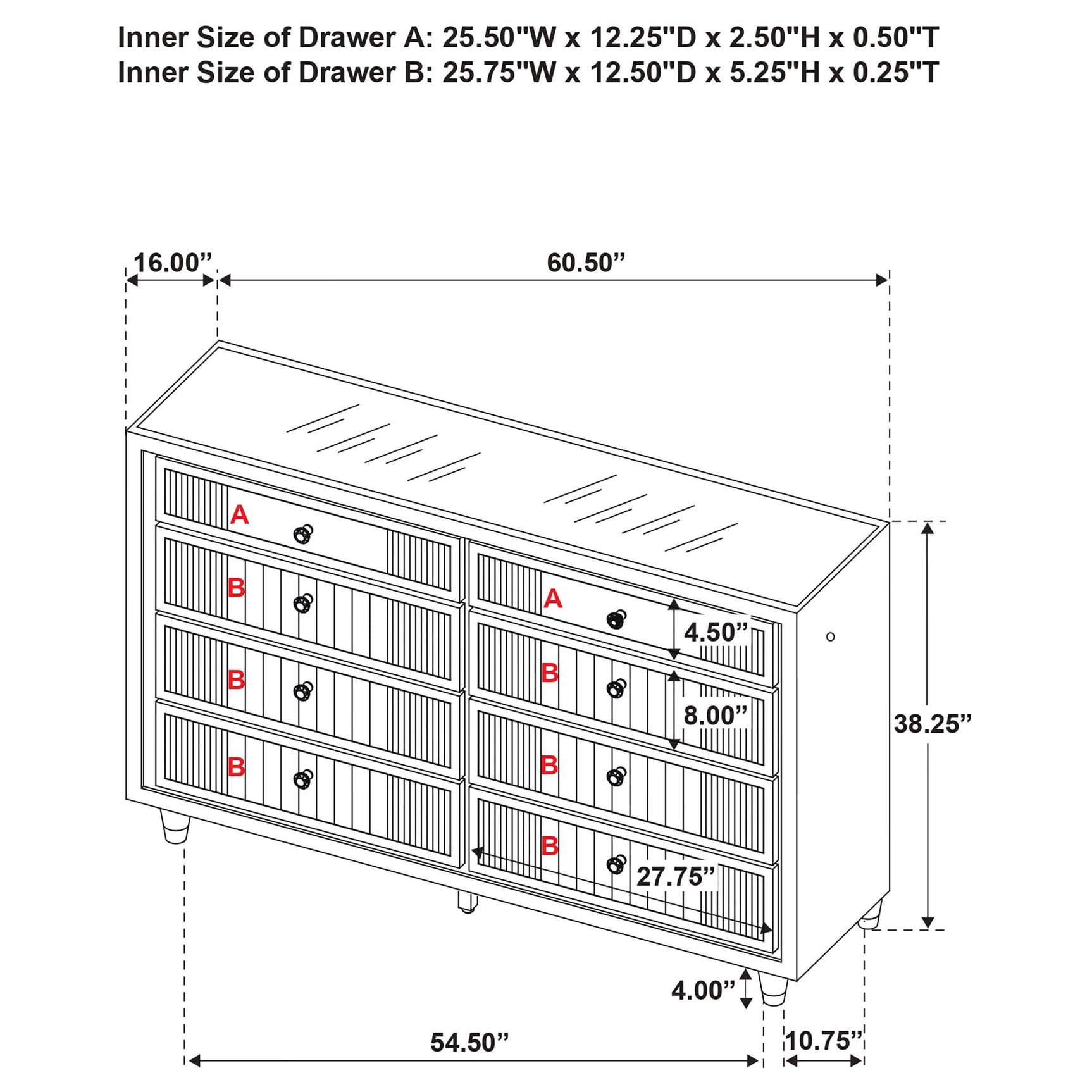 Power cord plugged into dresser rear