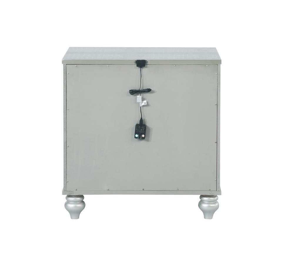 Top view of Gunnison nightstand metallic fretwork pattern