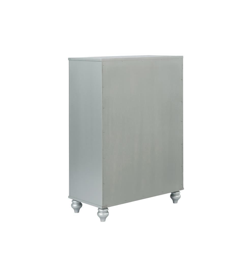 Gunnison 5-Drawer Chest Silver Metallic top angled view