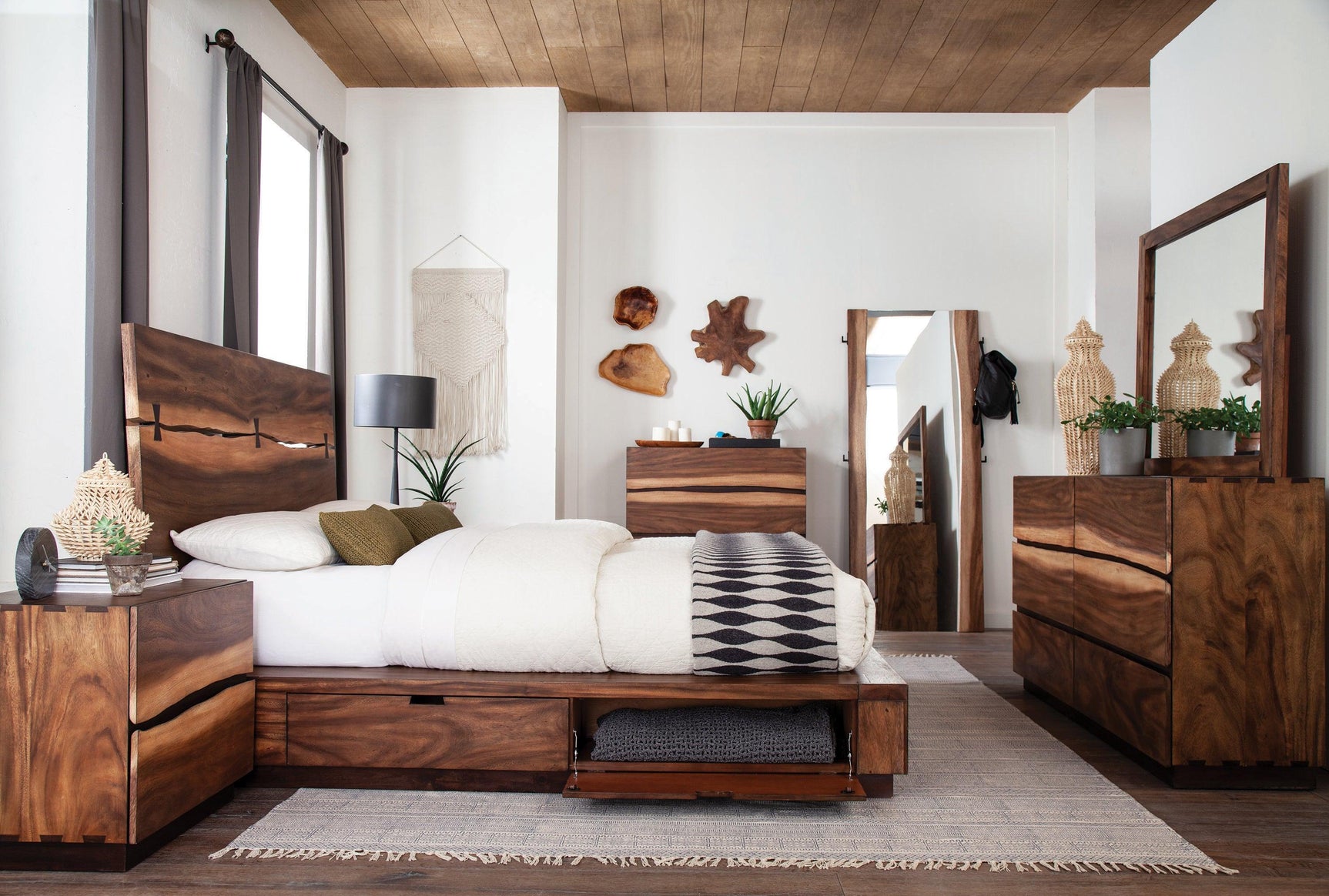 Winslow Standing Floor Mirror in Smokey Walnut and Coffee Bean finish