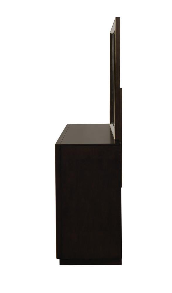 Durango 8-drawer dresser in smoked peppercorn finish with metallic drawer pulls