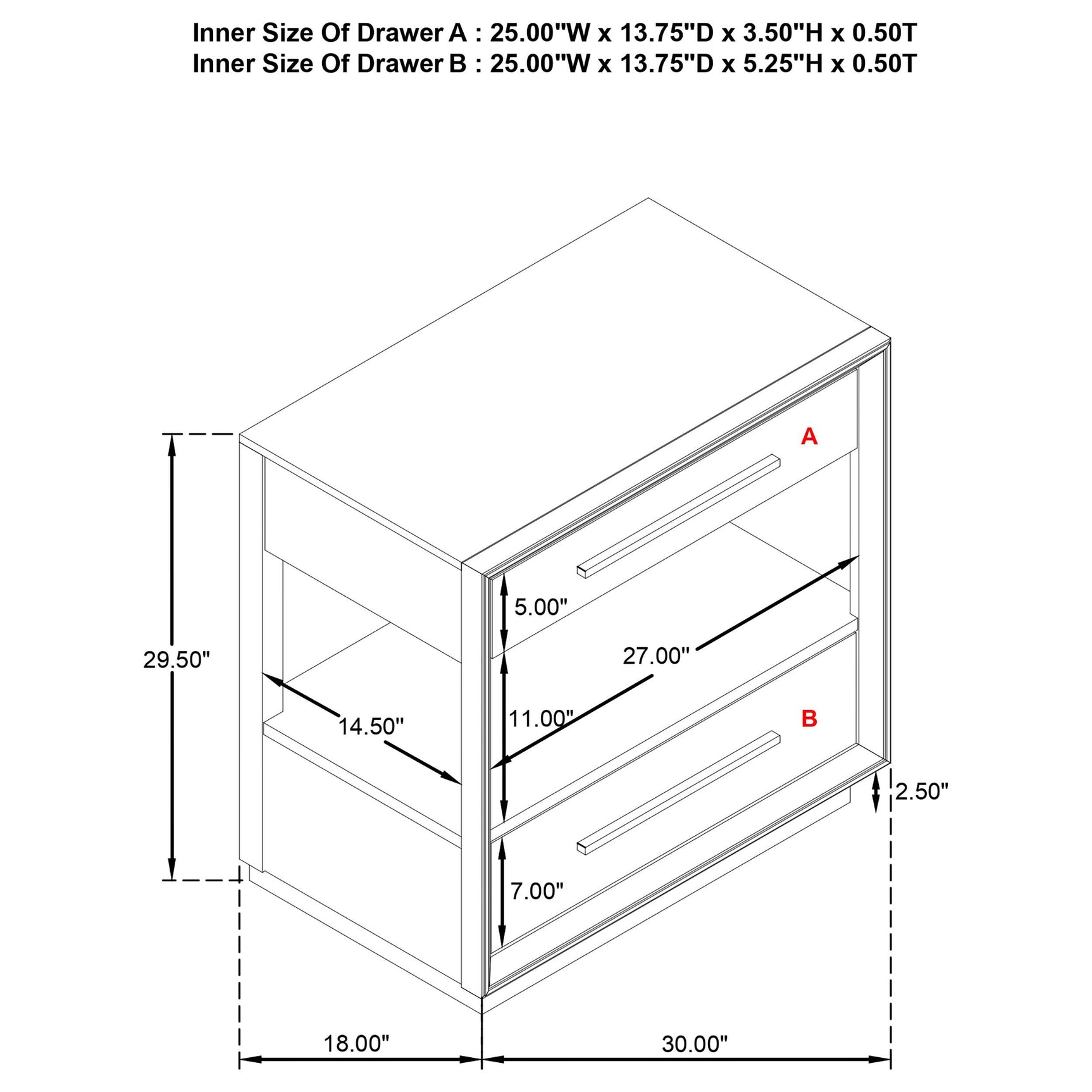 Durango nightstand top edge detail