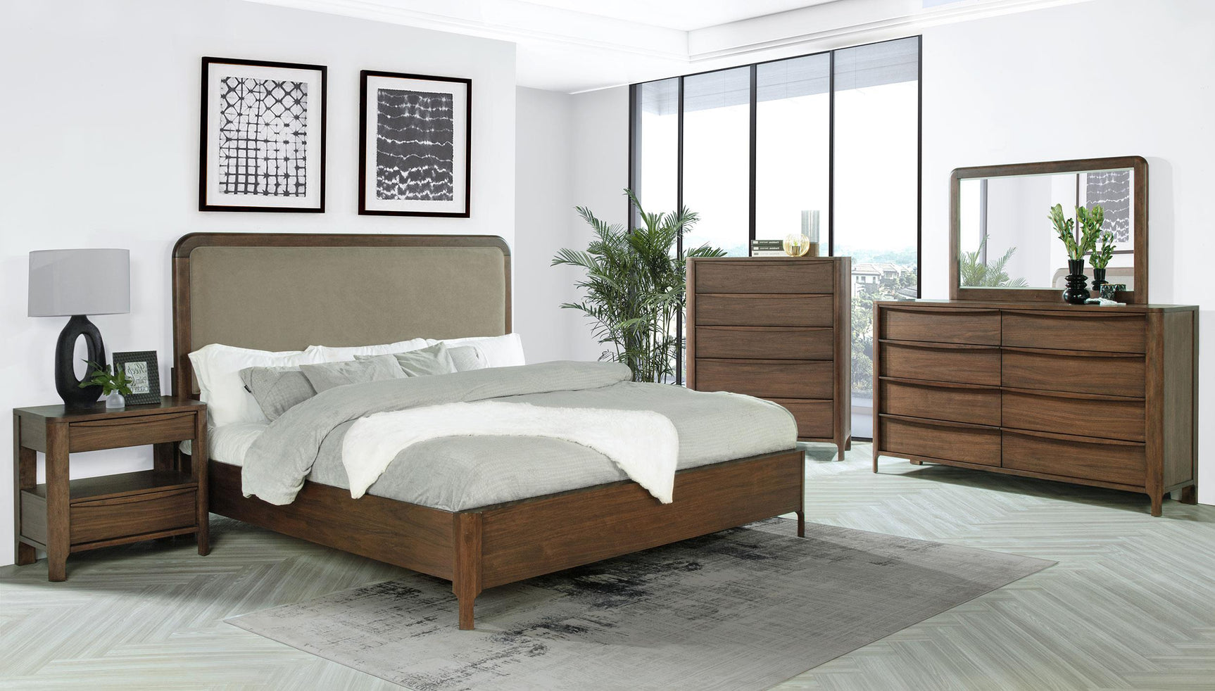 Overall bedroom setting featuring Maderia queen bed