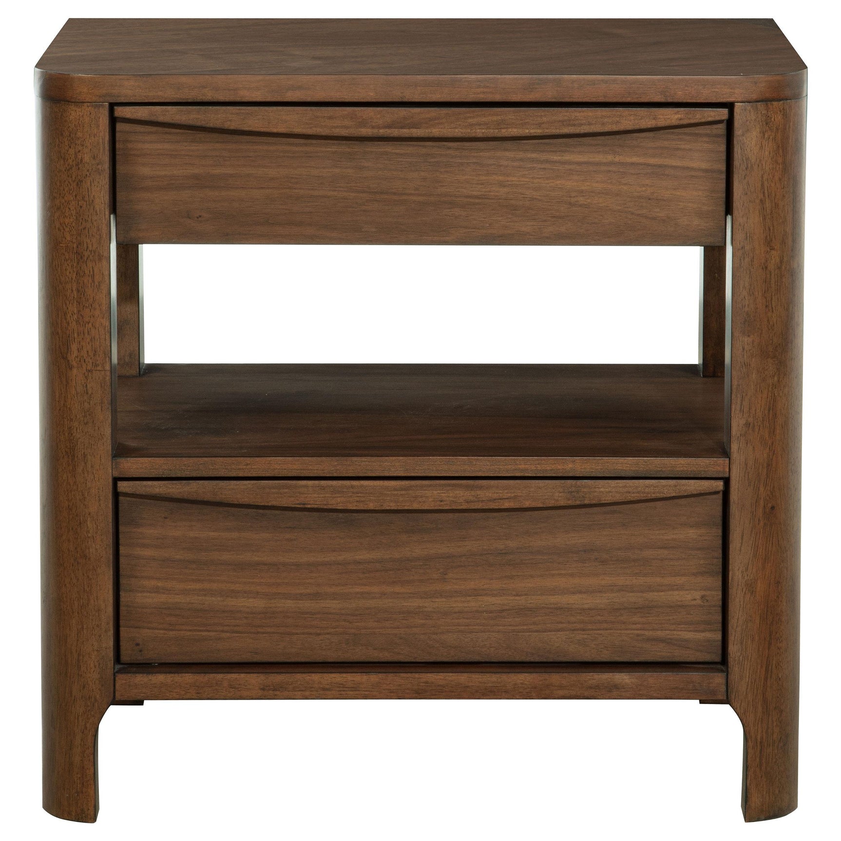 Close-up of felt-lined top drawer in Maderia nightstand