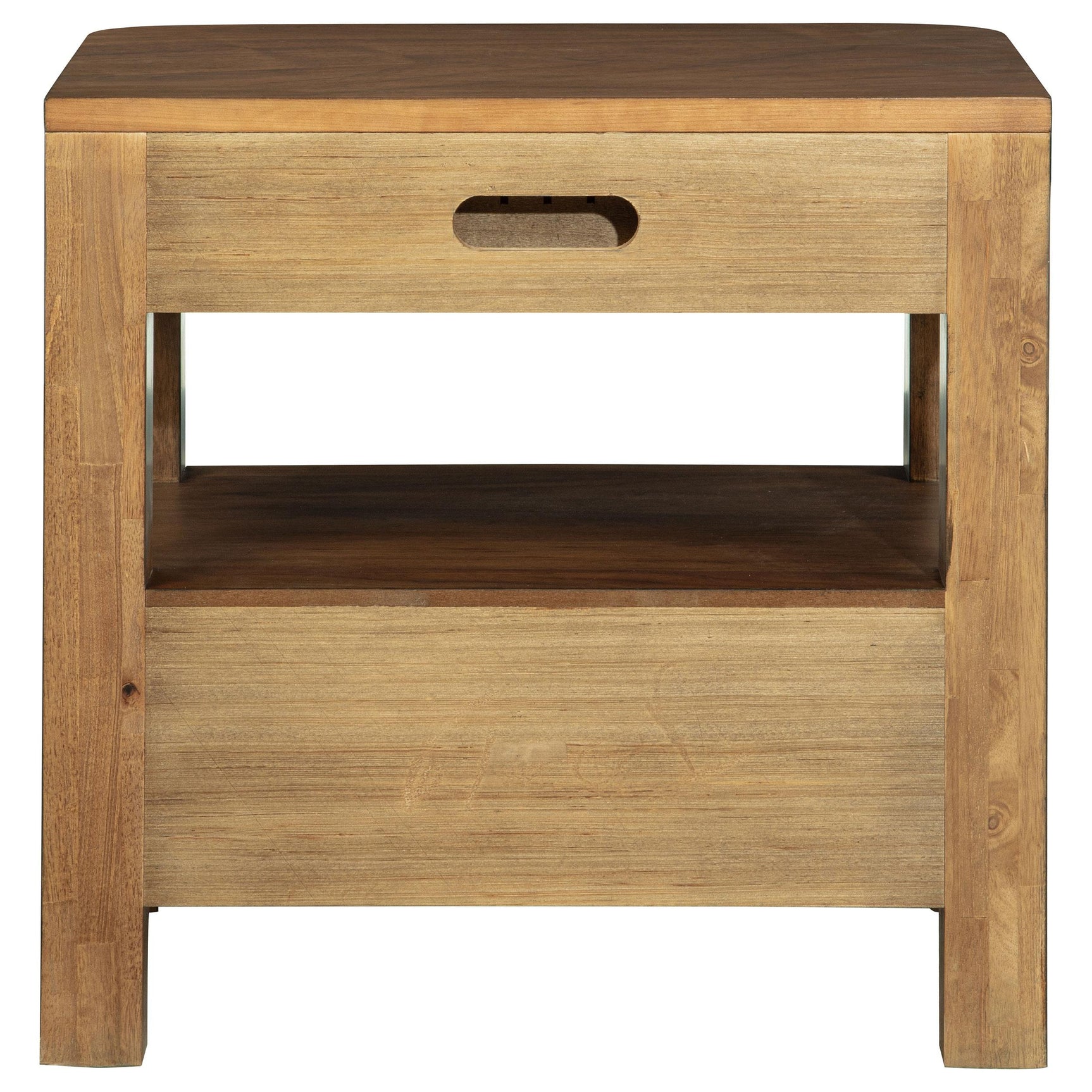 Top view of Maderia walnut nightstand surface