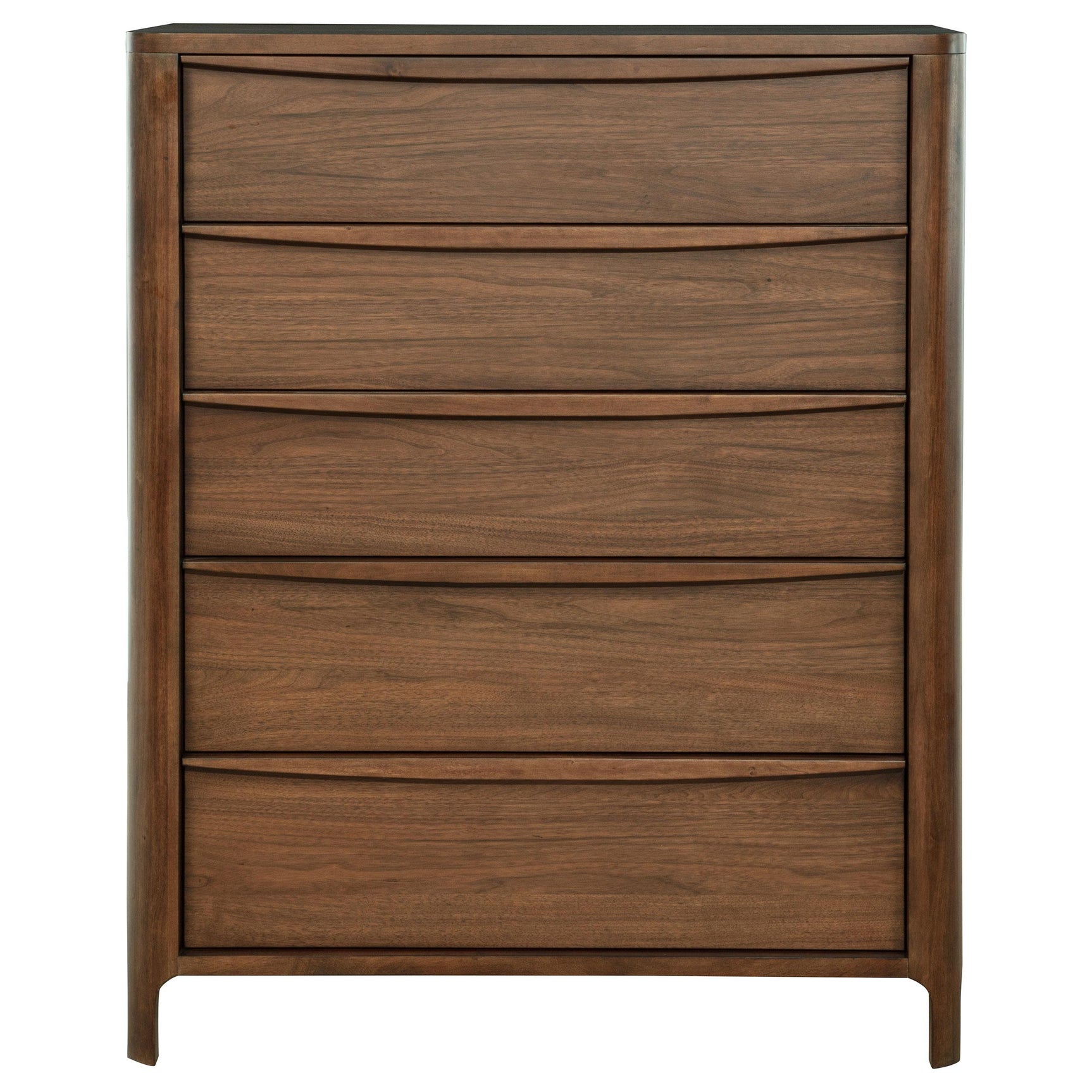 Close-up of chest drawer with finger-tip pull hardware