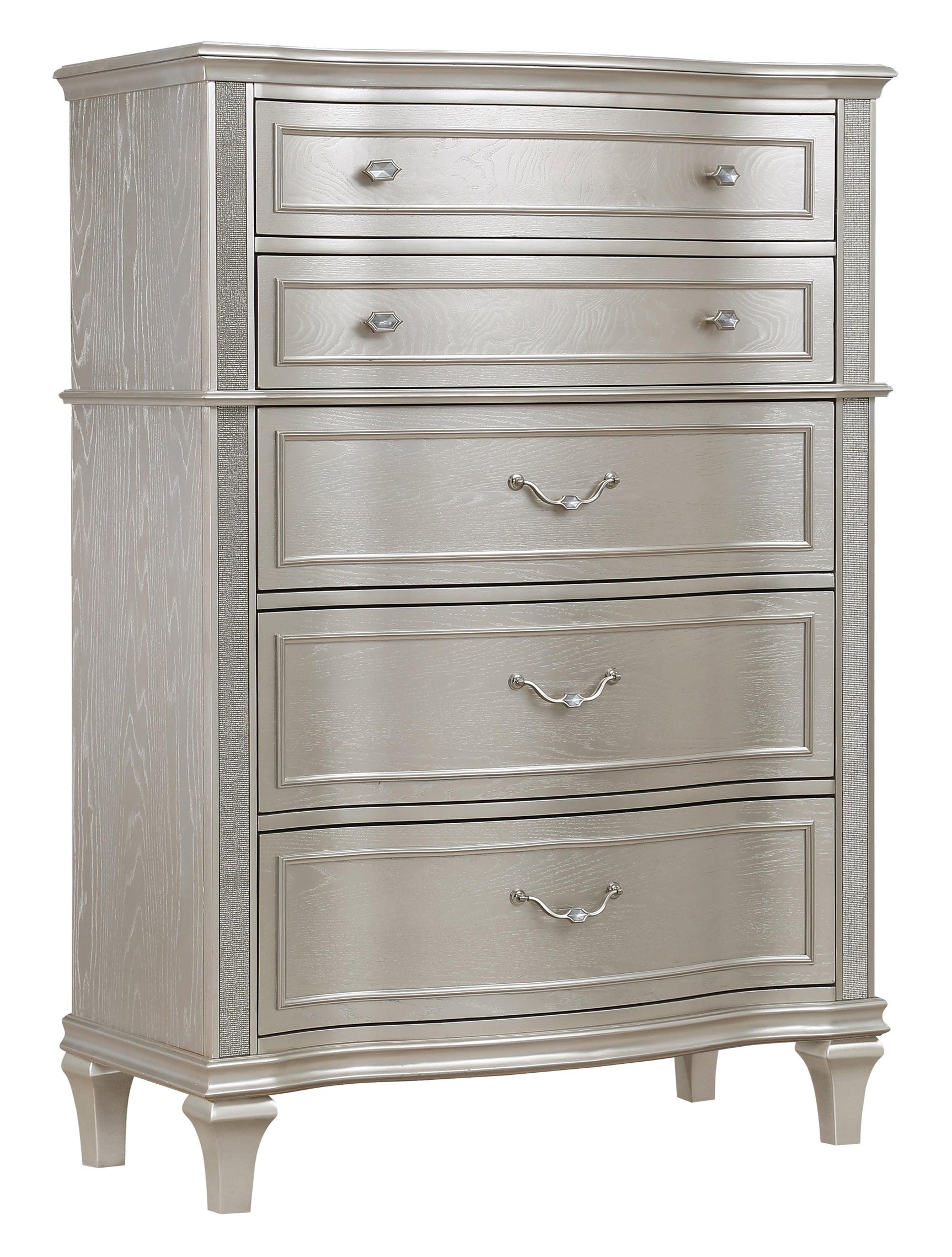 Evangeline Camel Top Dresser Mirror Silver Oak - Ella Furniture