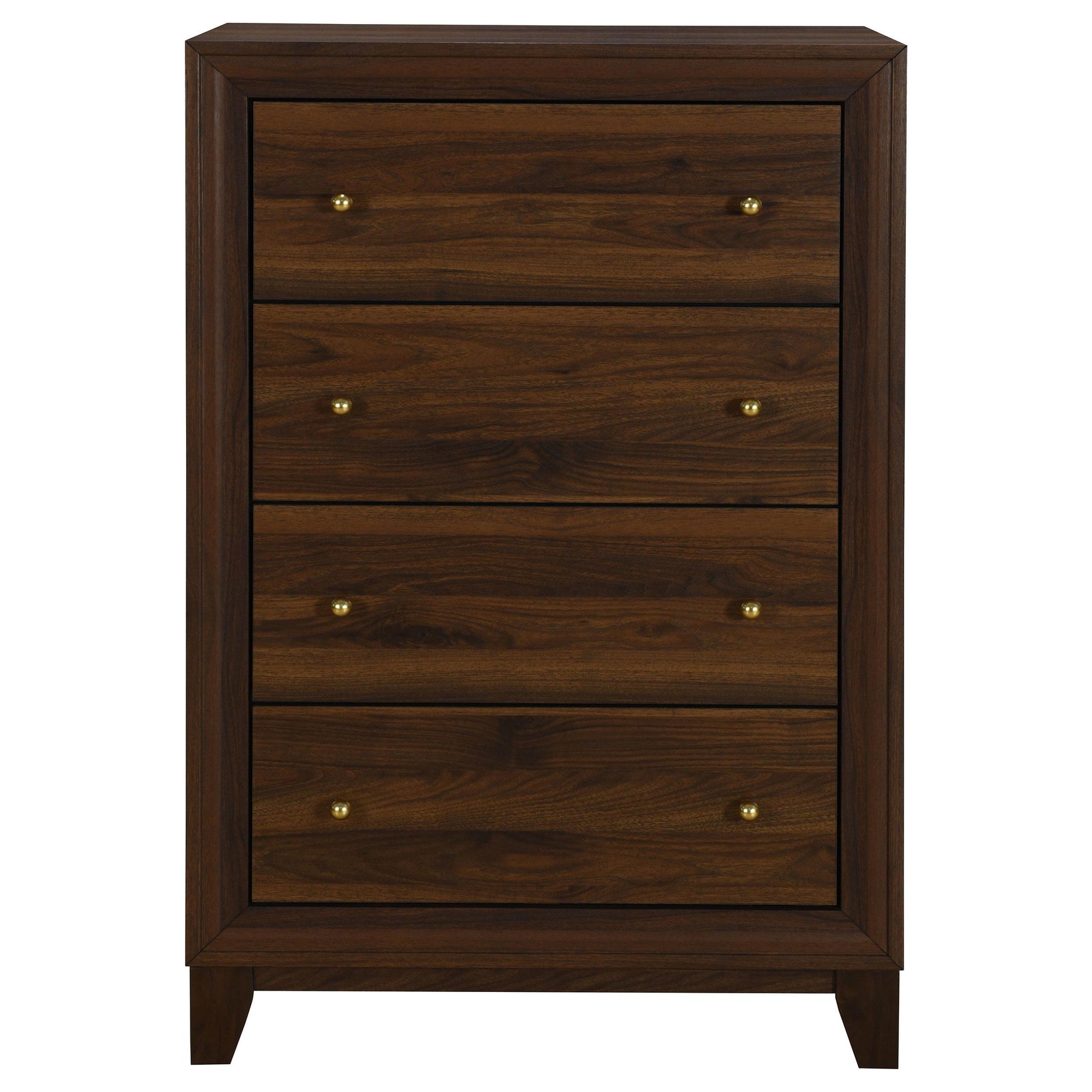 Close-up of metal knob hardware on Welsley chest drawer