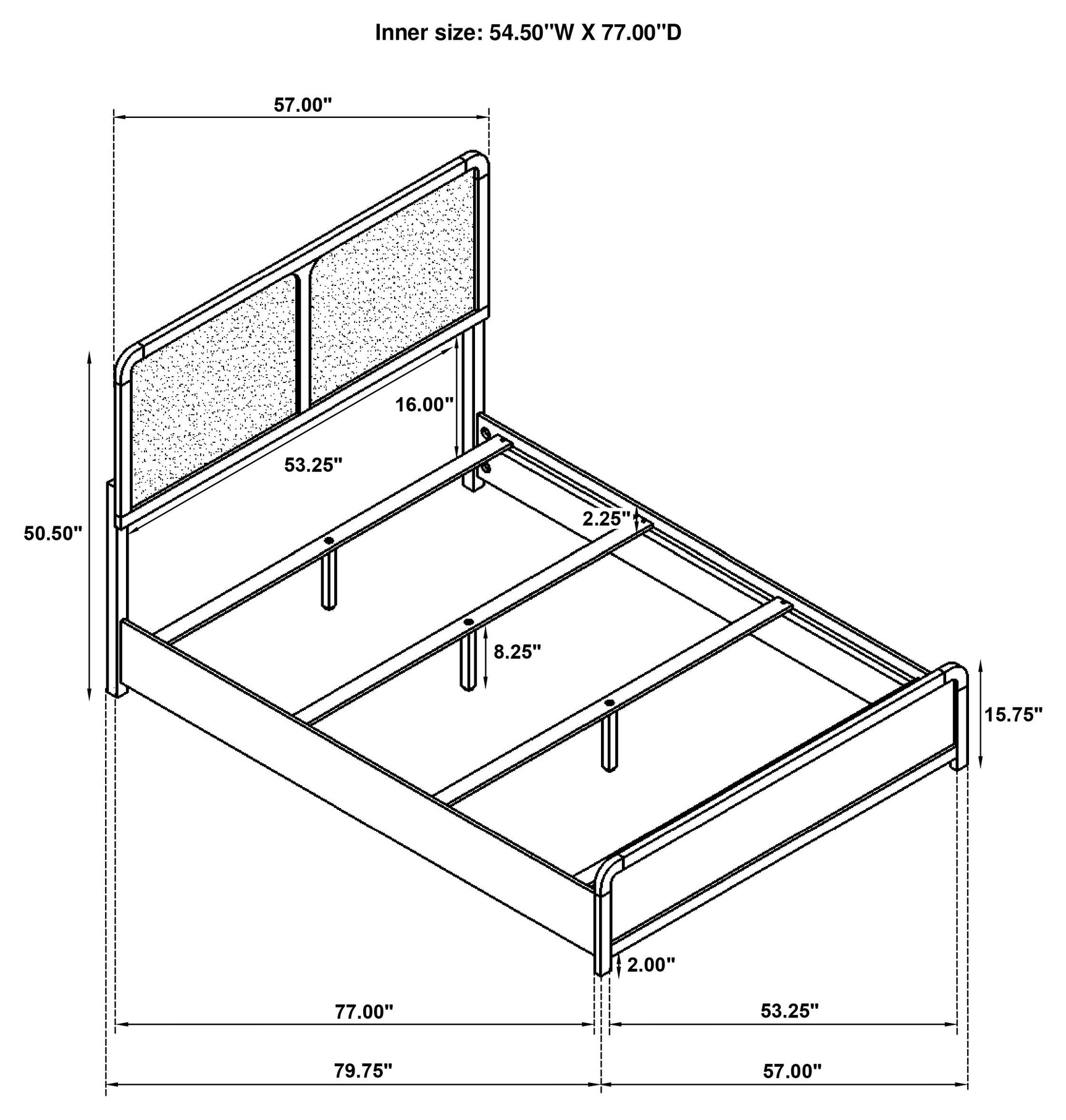 Full bed side angle showing silhouette