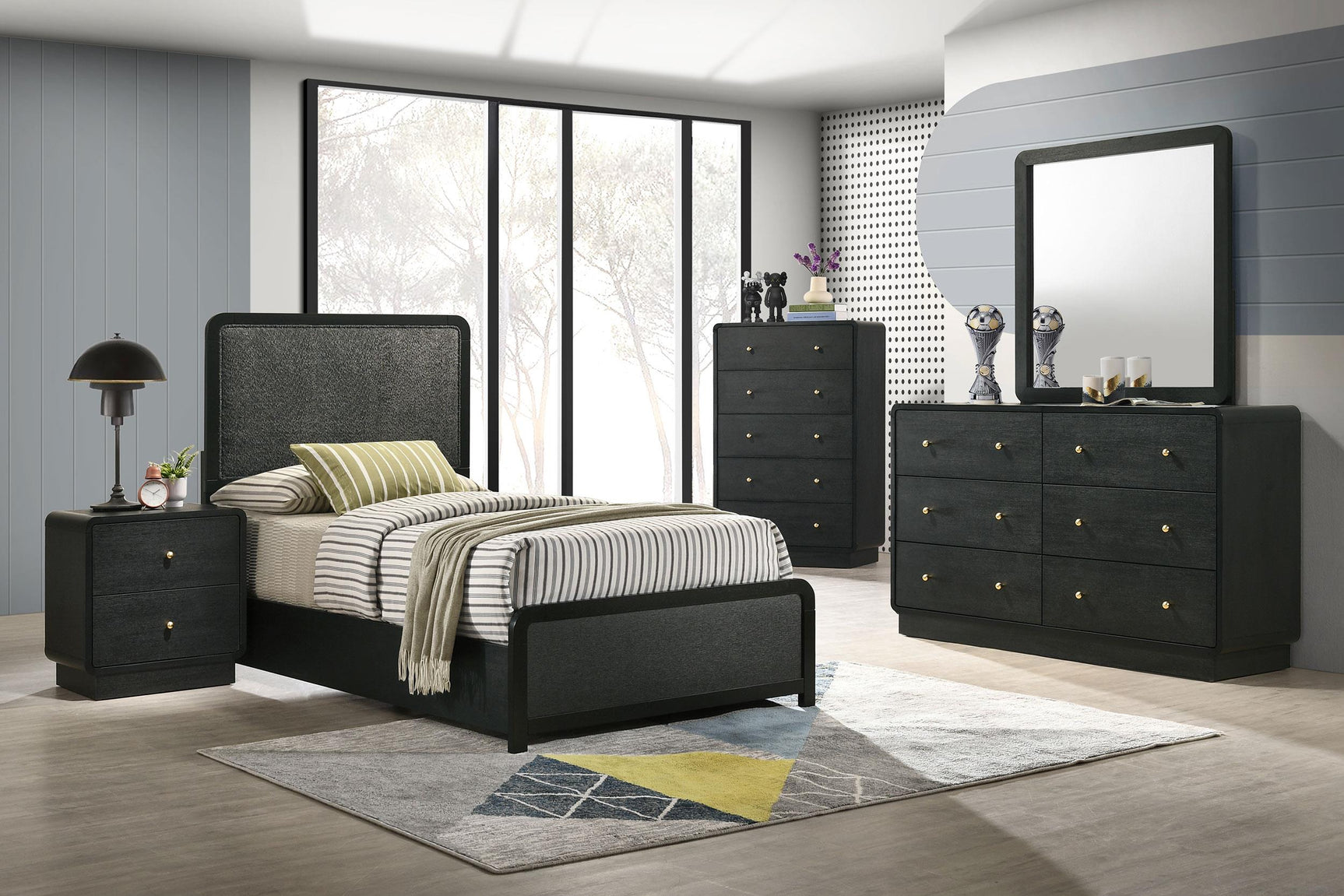 Back view of Cavelle twin panel bed