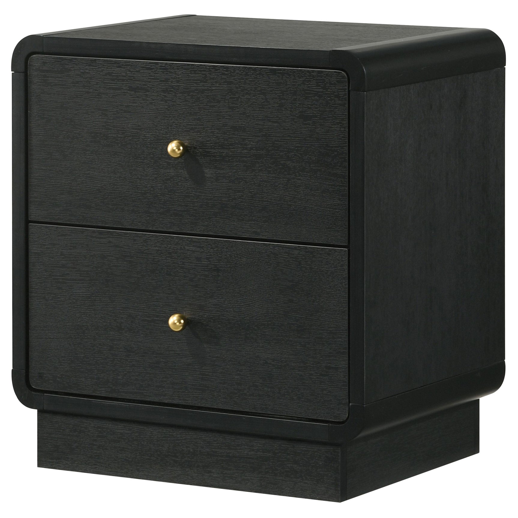 Close-up of metal knob on Cavelle nightstand drawer