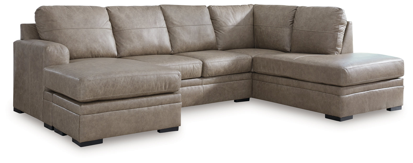 main view of Amuleto Desert Leather 2-Piece Sectional with Chaise sectional sofa