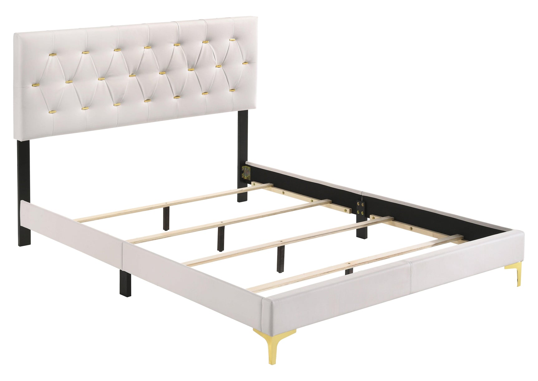 Detail of gold bracket legs on the Kendall King Bed