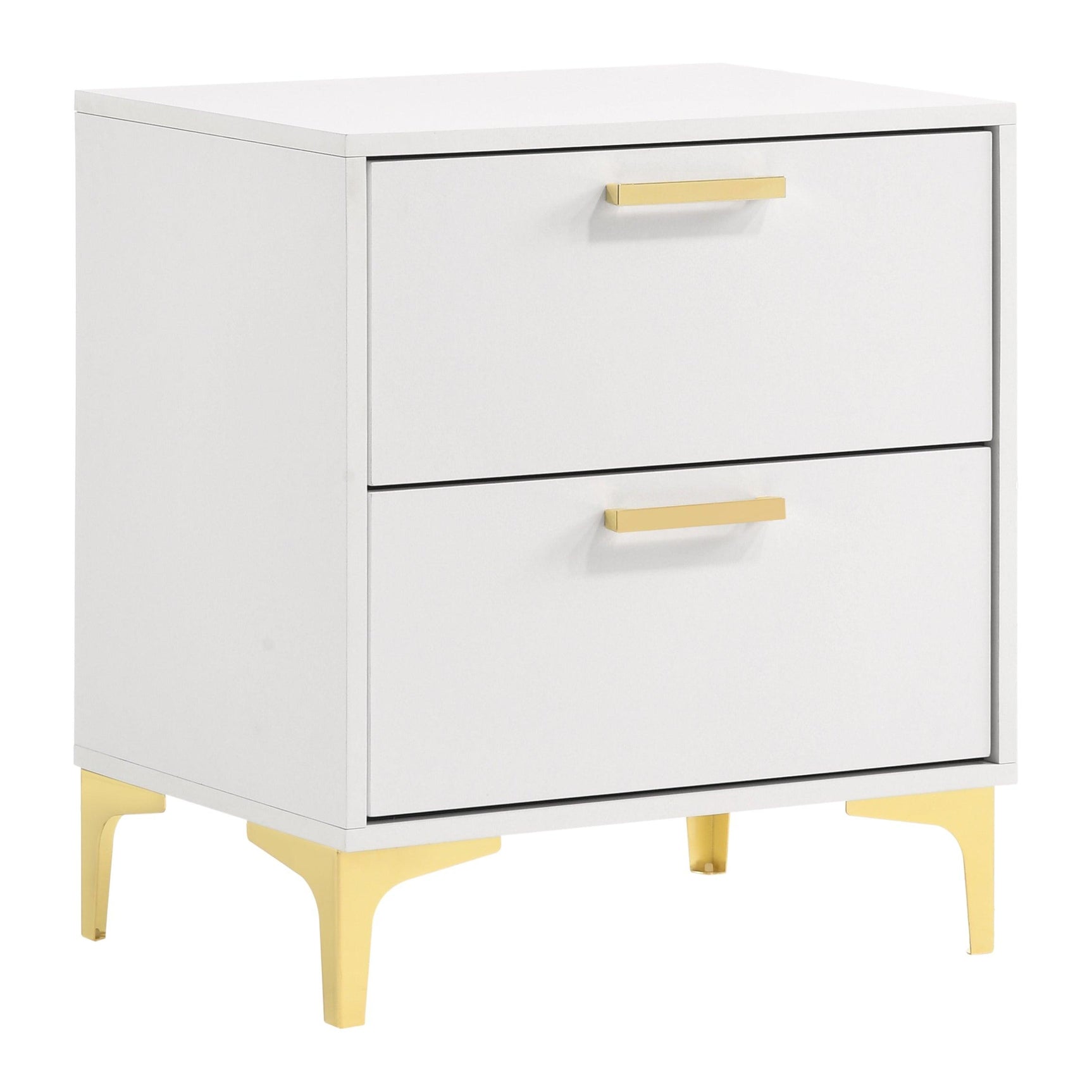 Gold finished bar buttons on headboard tufting