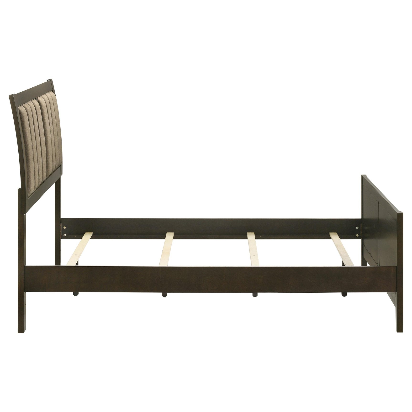 Top view of Wilkes full bed upholstery and frame