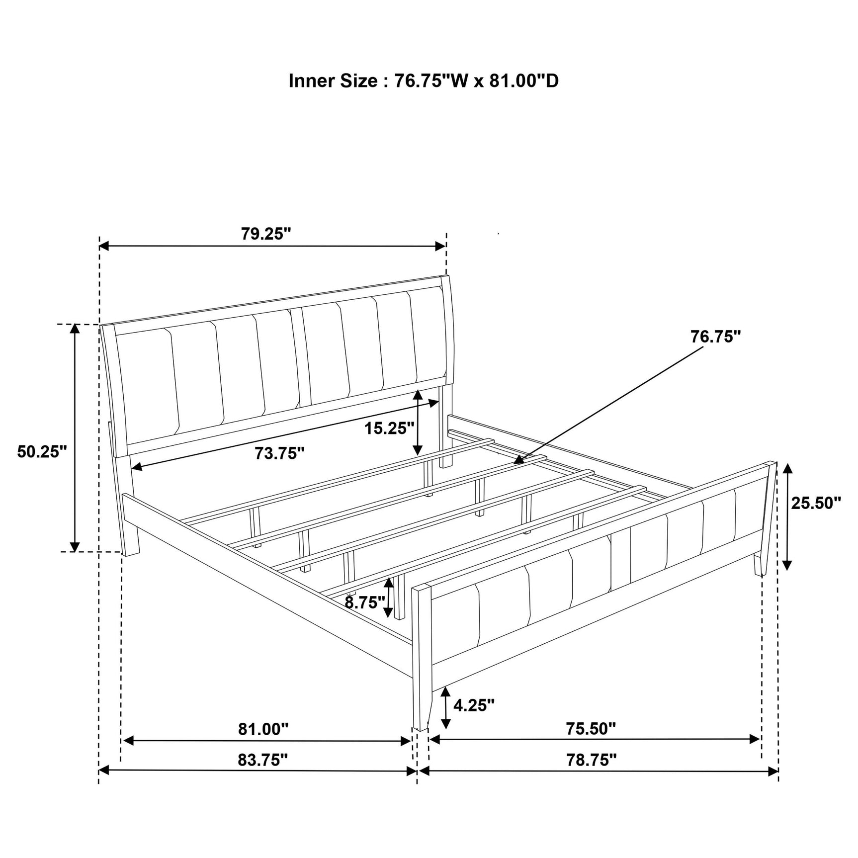 Full view of Wilkes 51-inch Upholstered King Bed