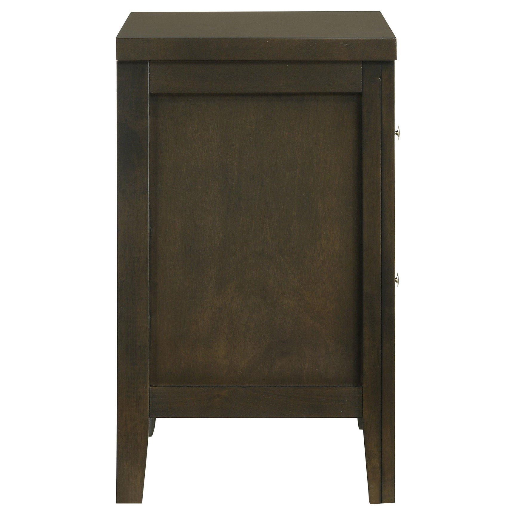 Wilkes 2-drawer nightstand dark cocoa front view