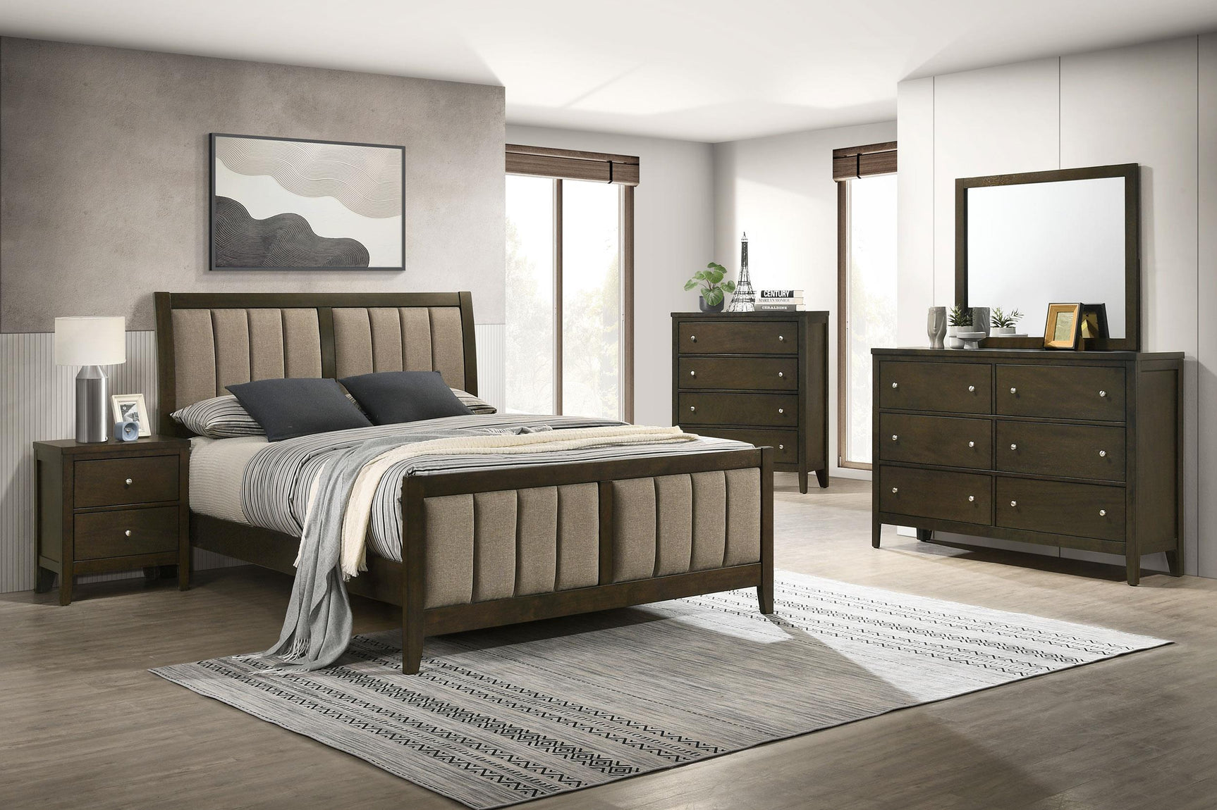 Wilkes 2-drawer nightstand dark cocoa front view