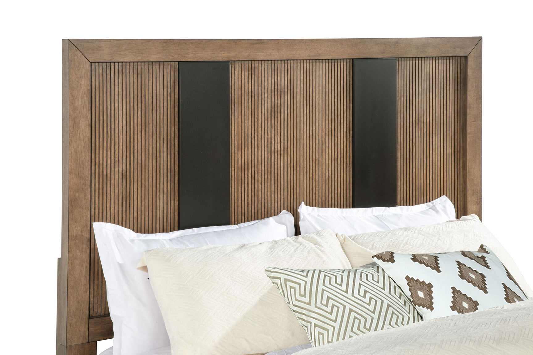 Top view of queen bed frame and headboard