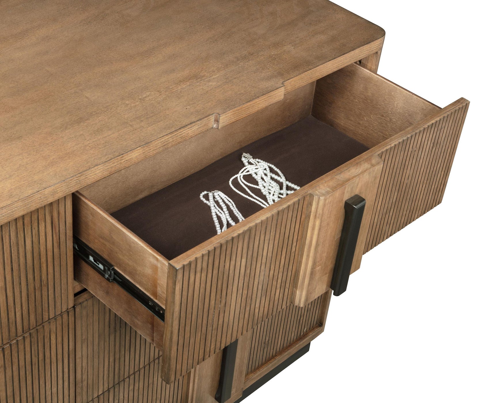 Terrace dresser cabinet angled view with lighting