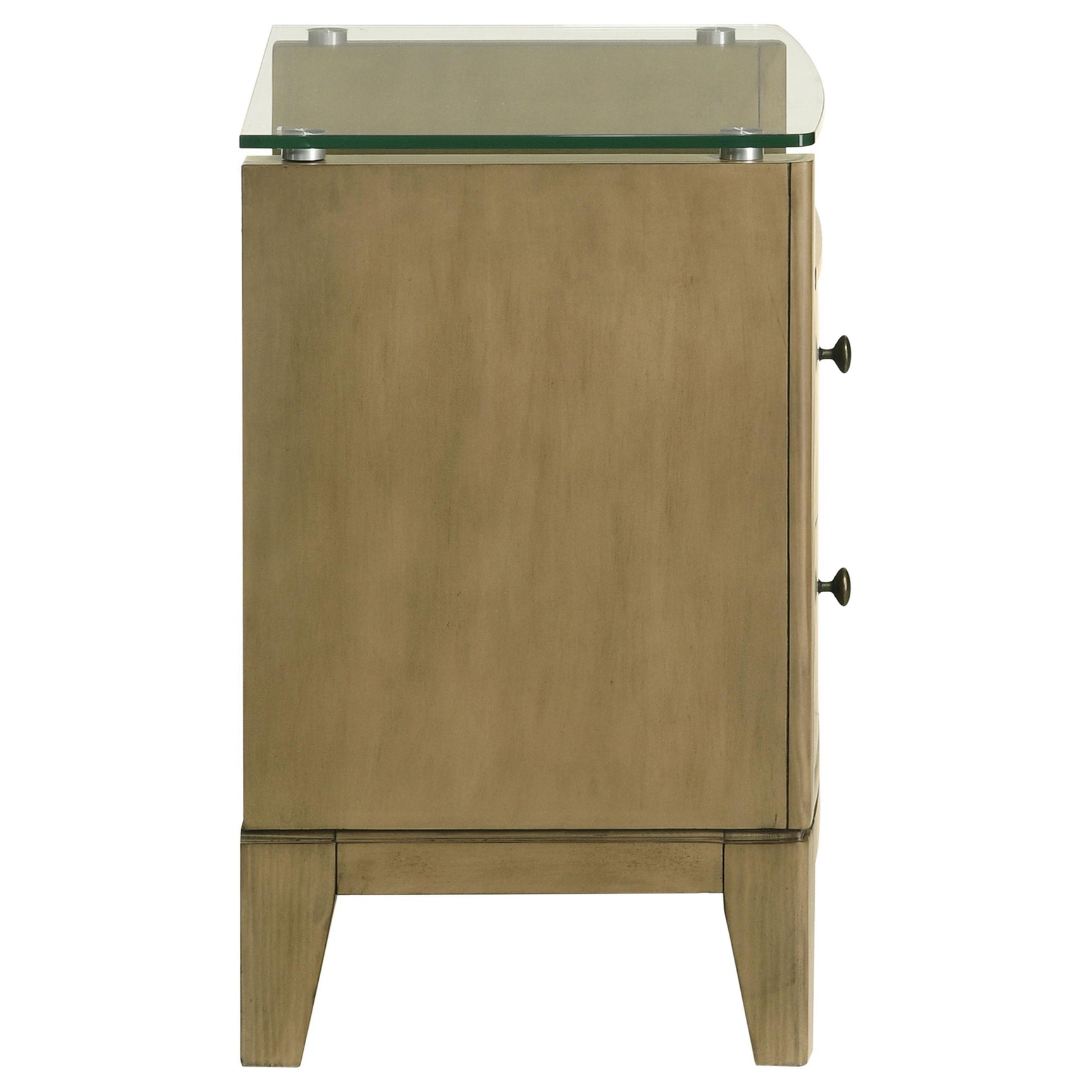 Granada 2 Drawer Glass Top Nightstand Natural Pine