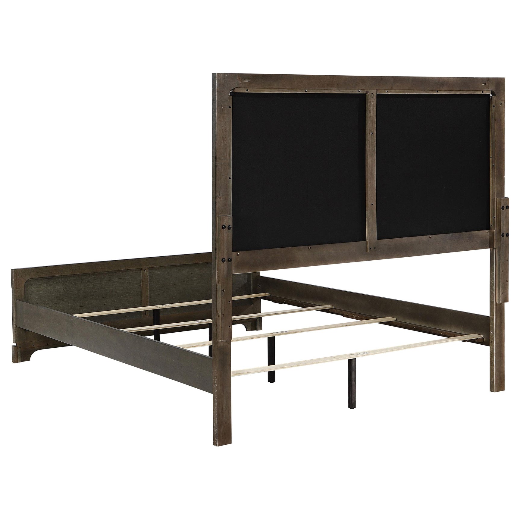 Gran Park queen panel bed with side profile showing wood materials