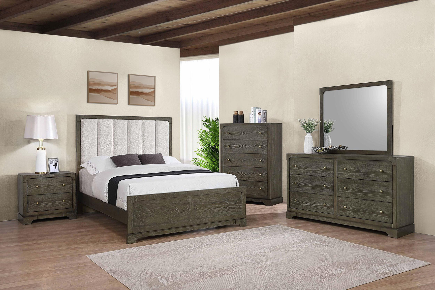 Gran Park queen bed fully assembled in bedroom setting