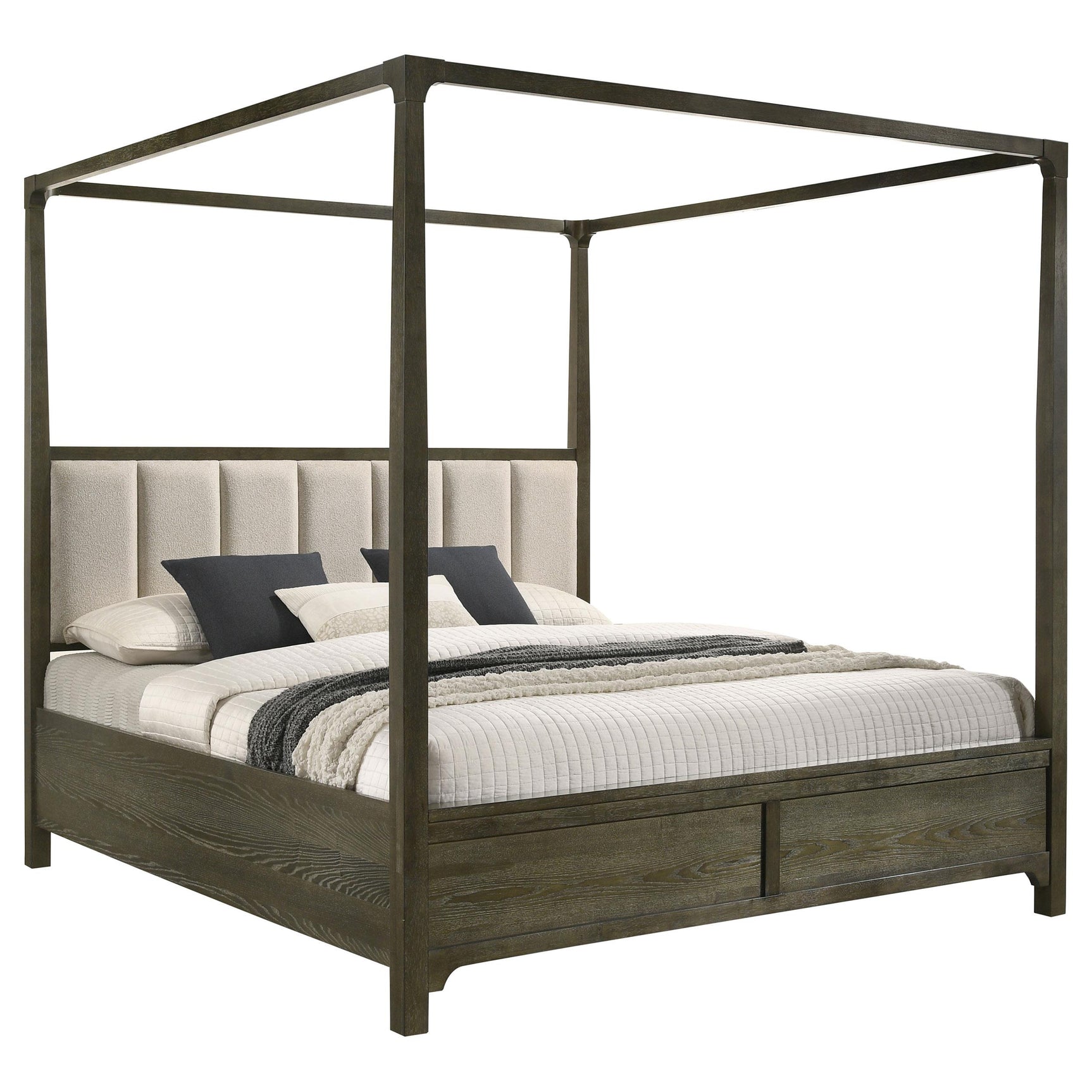 Side view of Gran Park King Four Poster Canopy Bed in dark cocoa