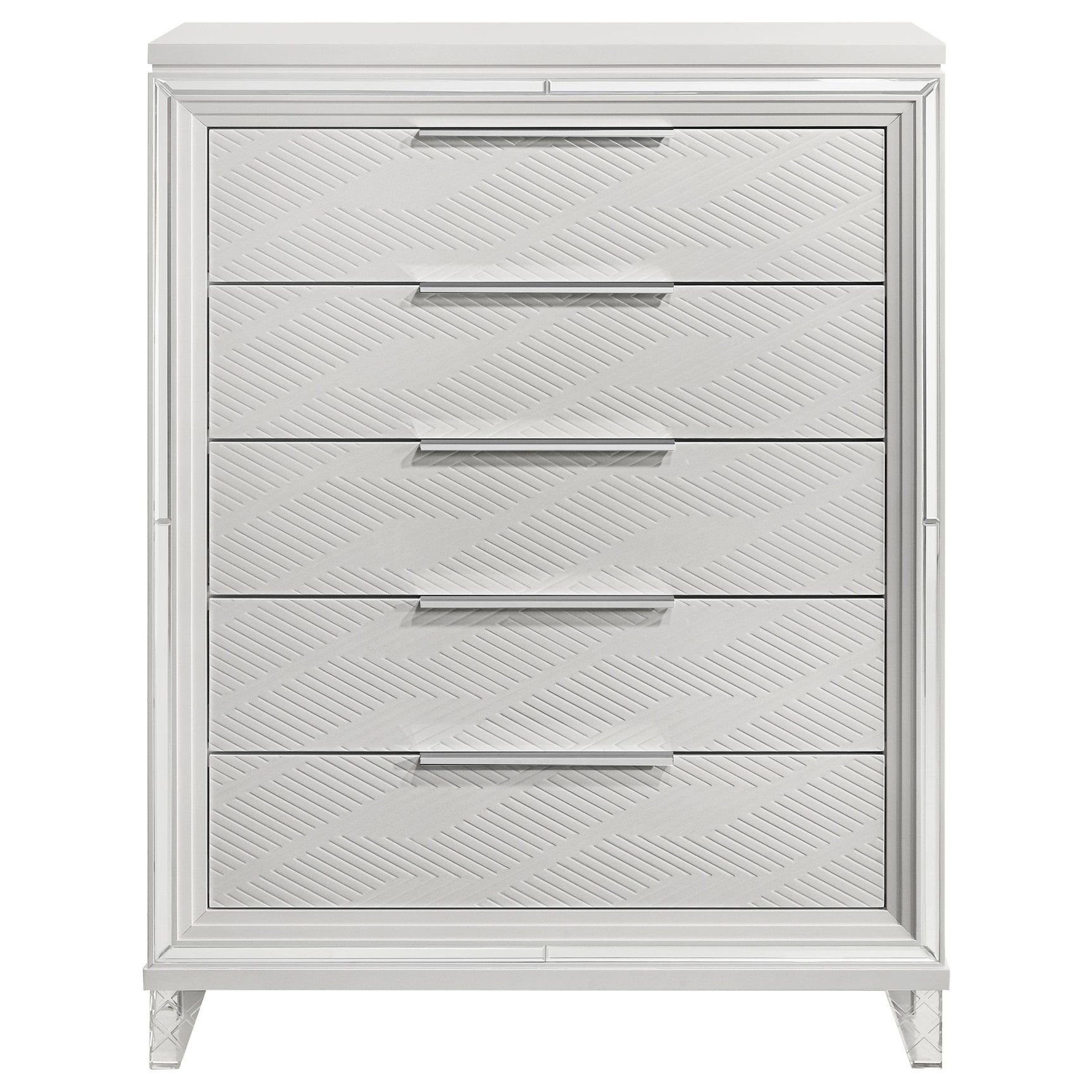 Close-up of drawer handle on Marmore chest