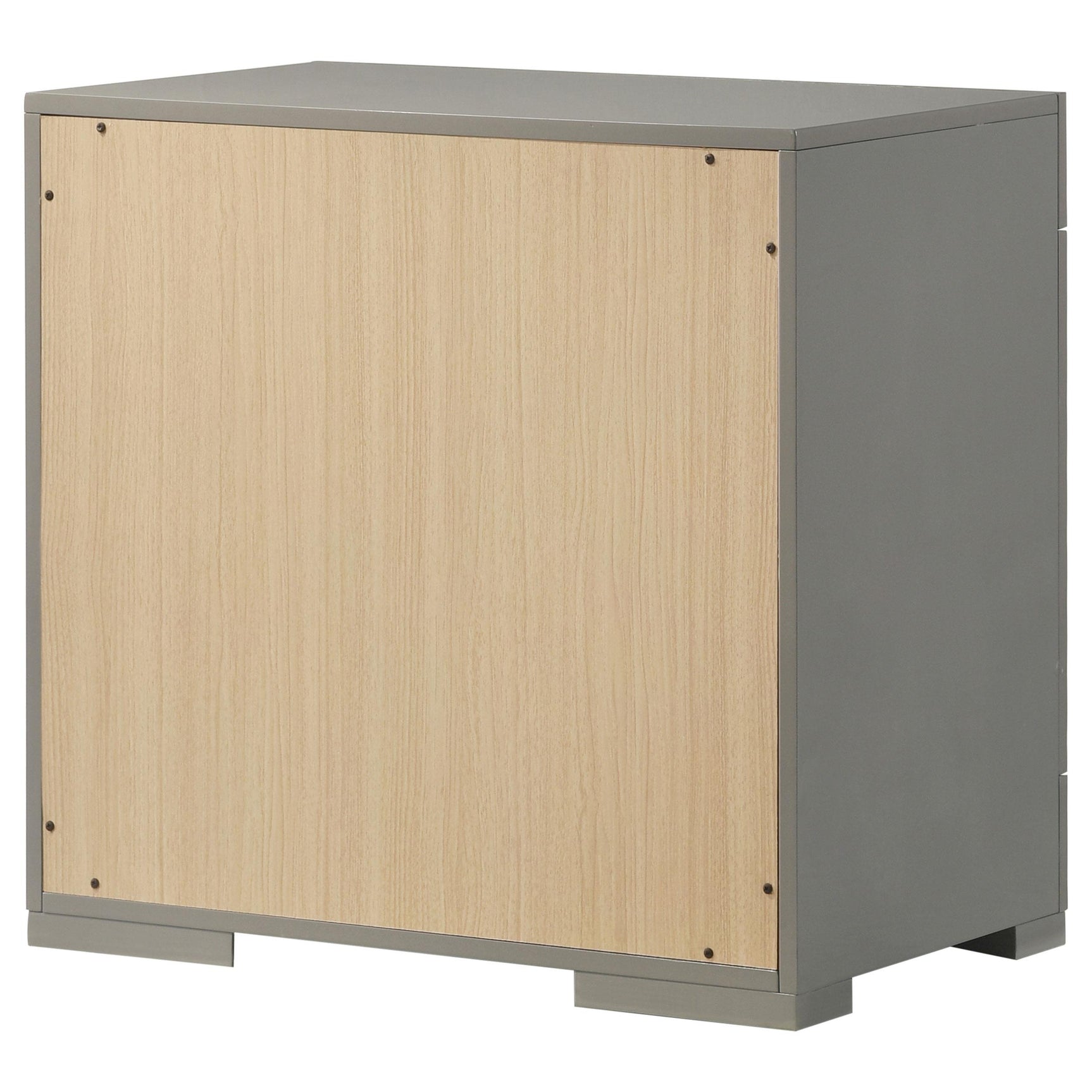 Nightstand high gloss grey finish close-up