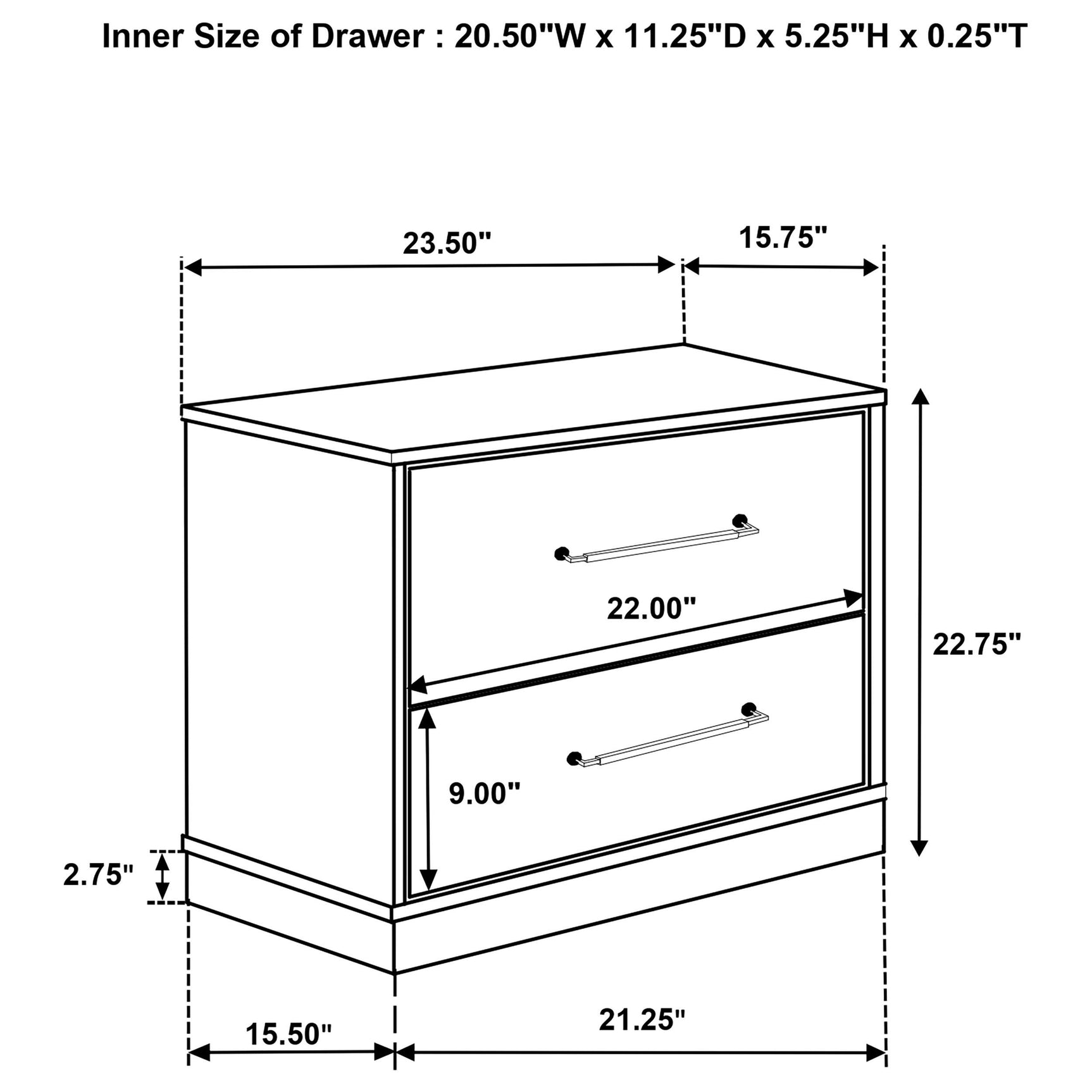 Pin construction joints of Fenwick nightstand drawers