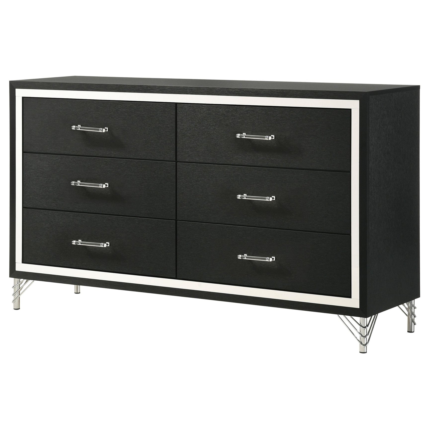Detail of black pull handles on Lucia dresser