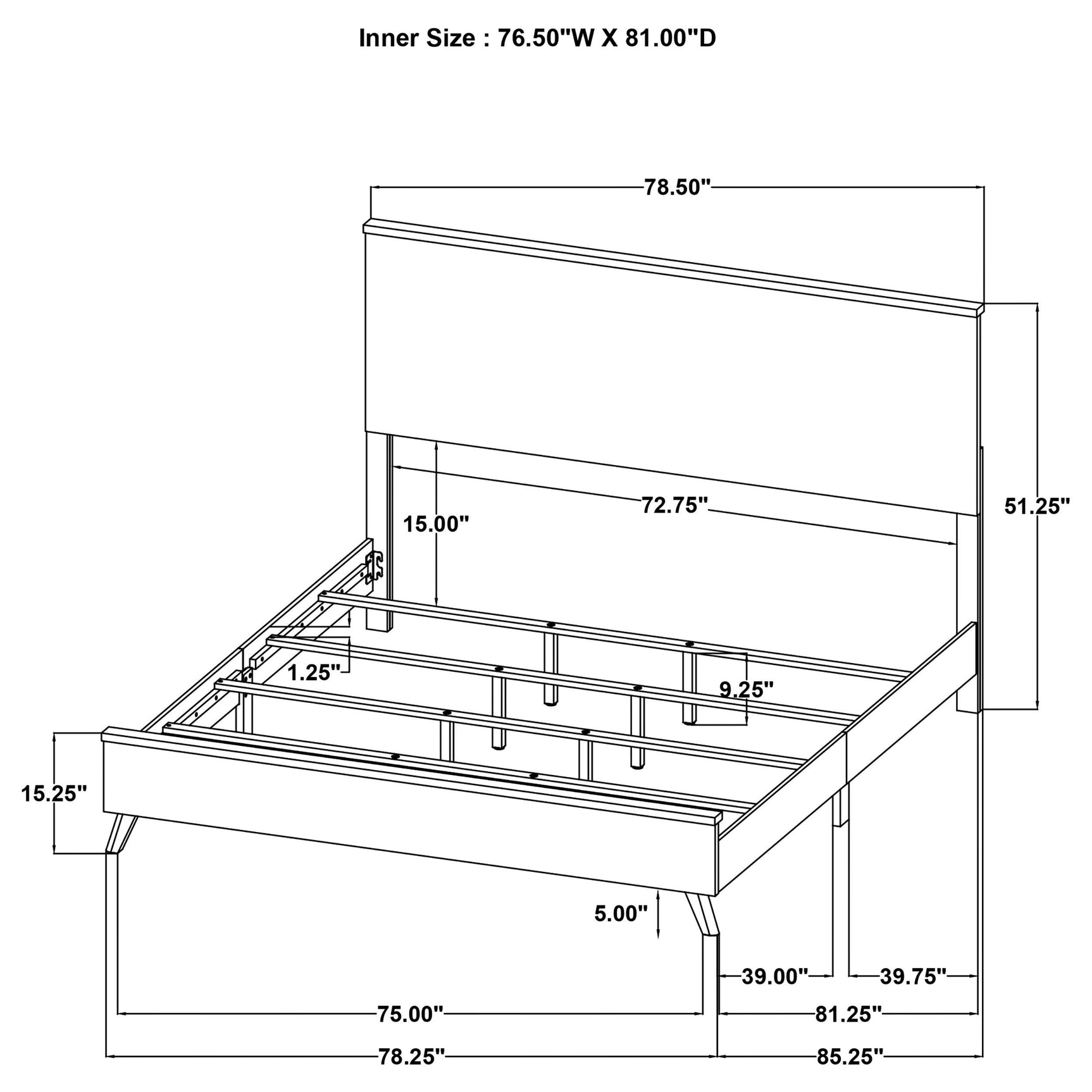 Kaywood King Bed showing sturdy platform base